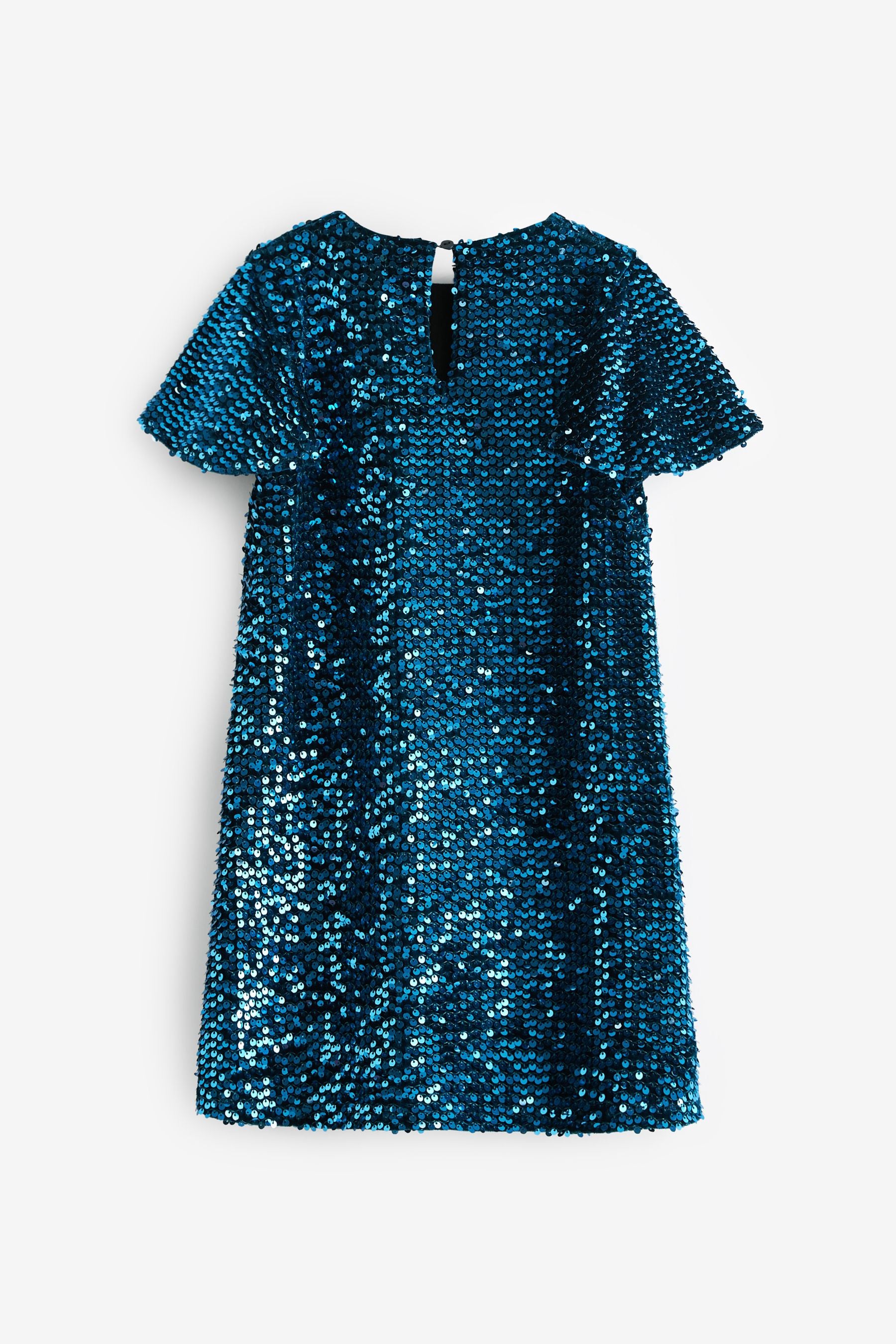 Blue Next Velour Sequin Sparkle Party Dress (3-16yrs)