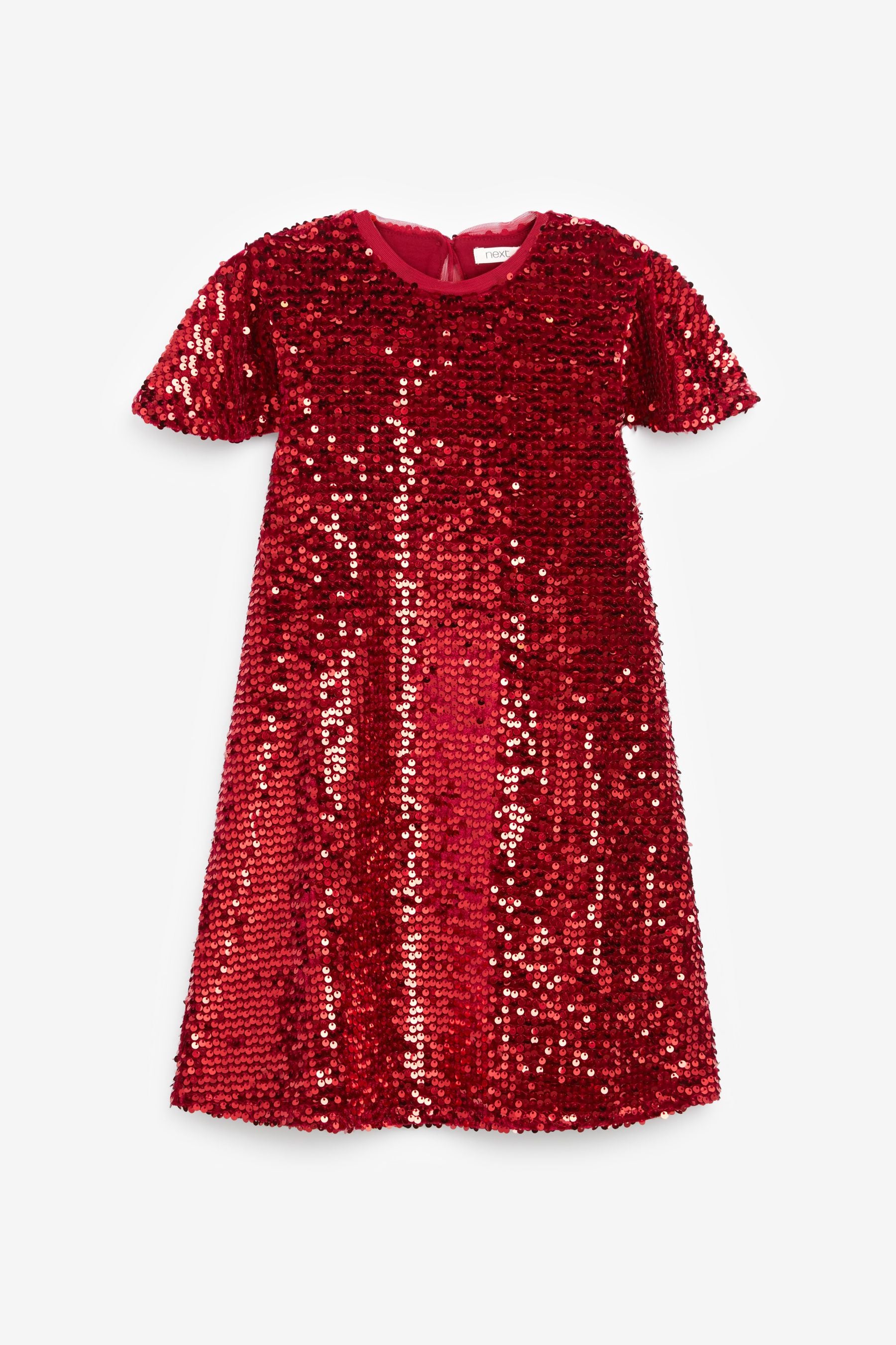 Red Next Velour Sequin Sparkle Party Dress (3-16yrs)