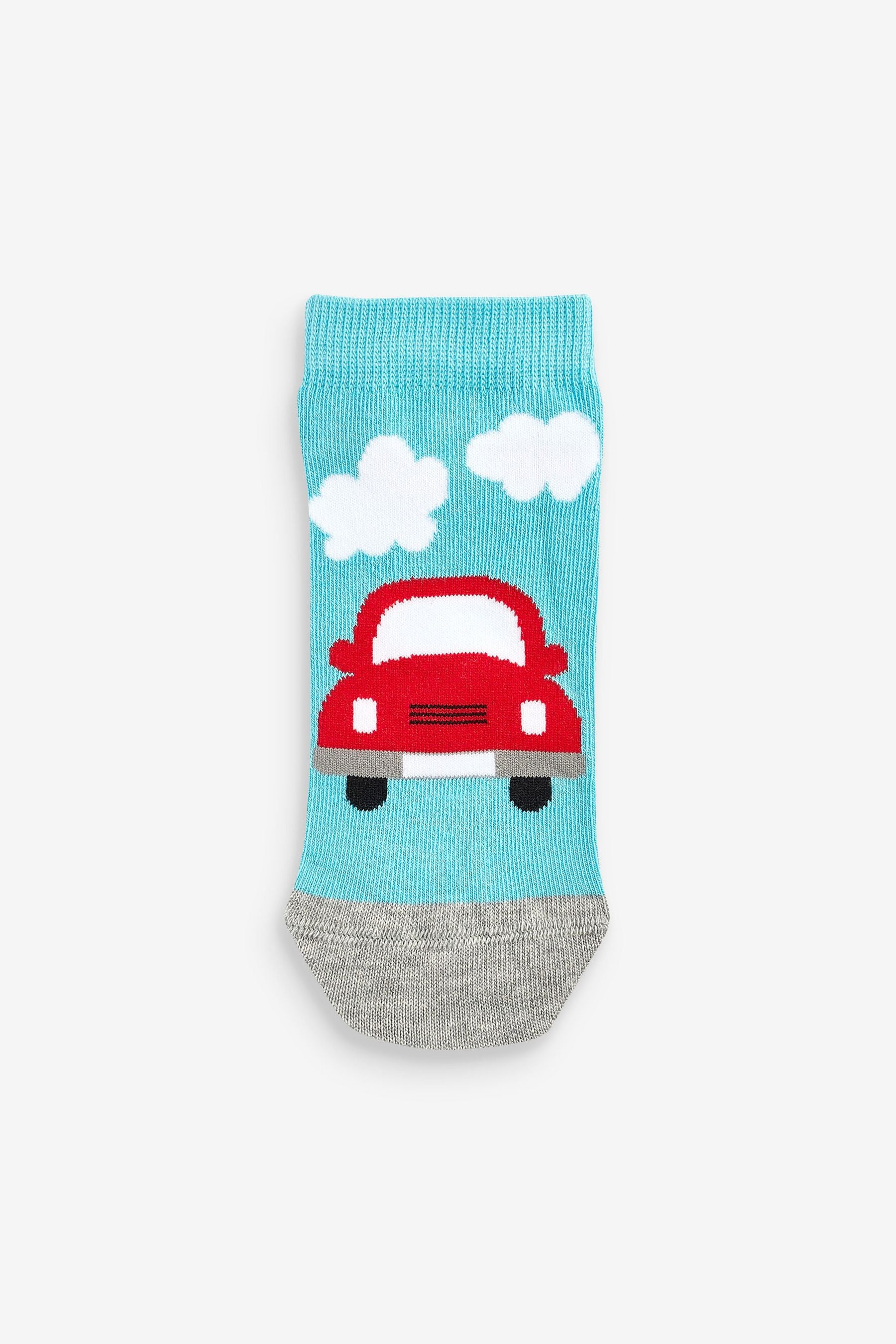 Red/Blue/White Cars 7 Pack Cotton Rich Trainer Socks