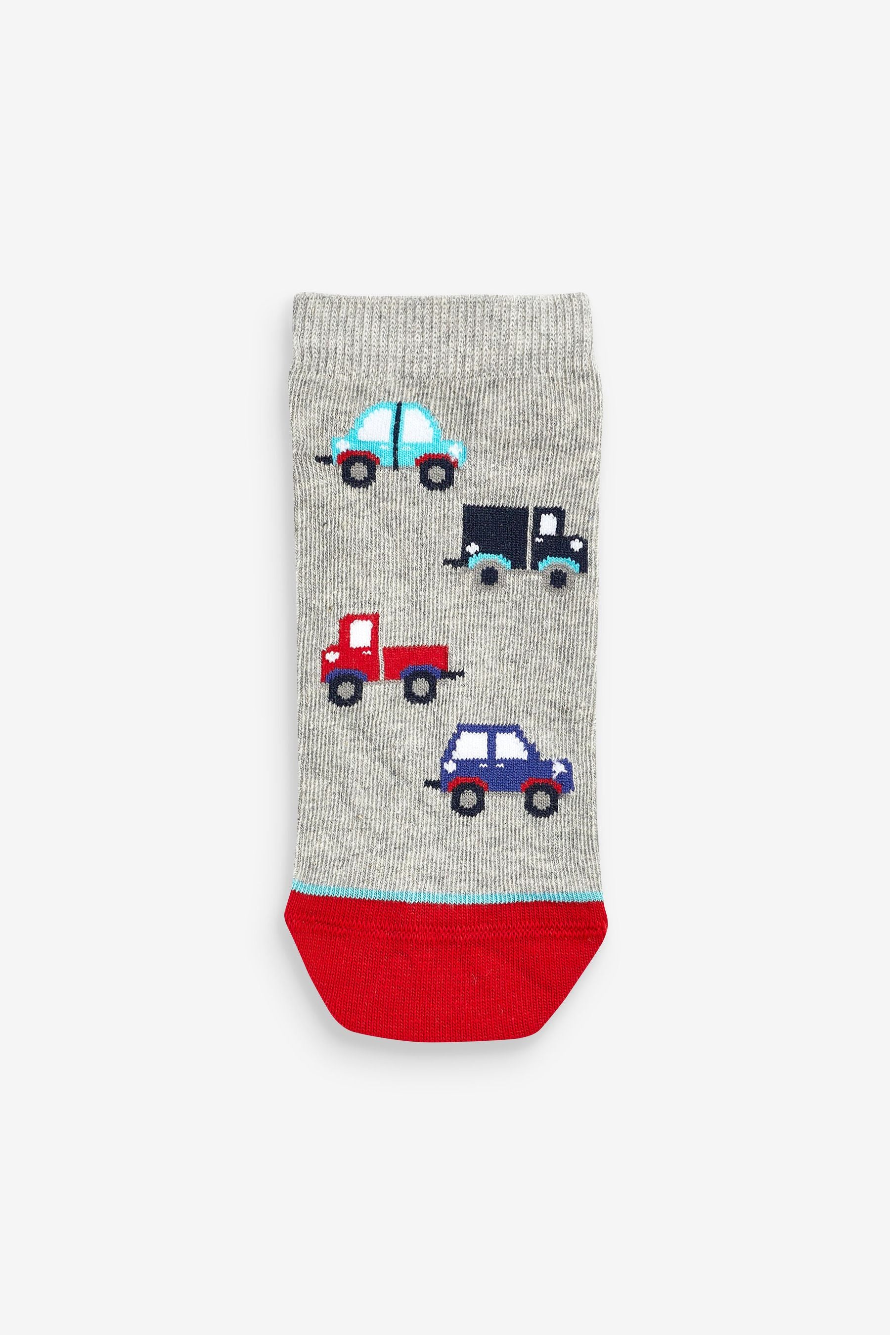 Red/Blue/White Cars 7 Pack Cotton Rich Trainer Socks