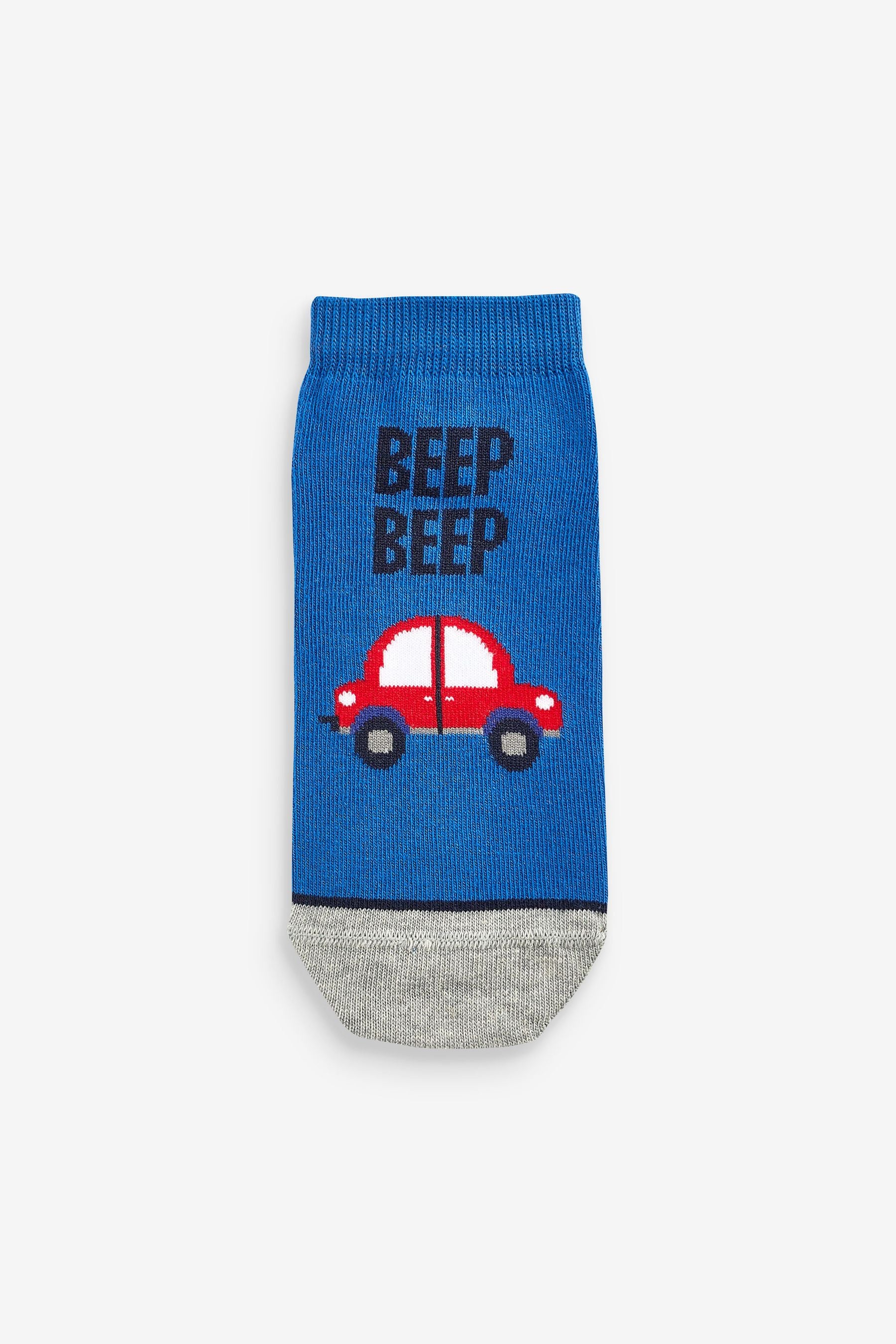 Red/Blue/White Cars 7 Pack Cotton Rich Trainer Socks