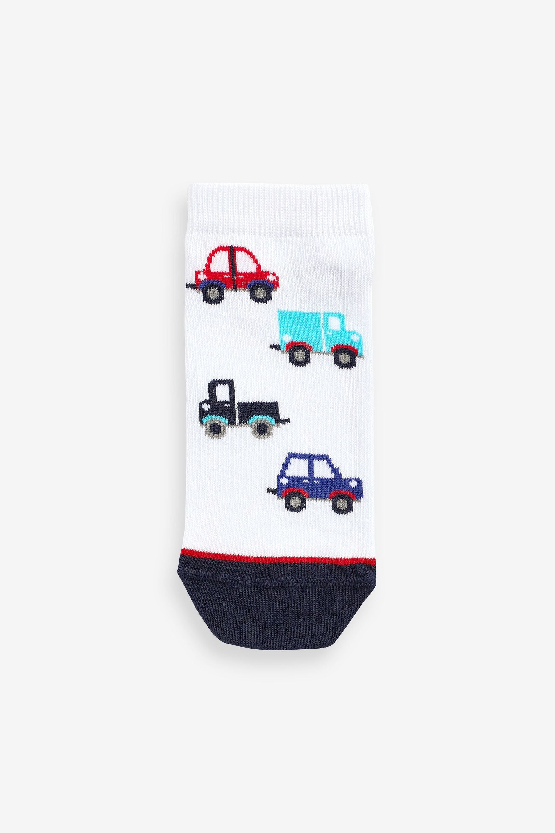 Red/Blue/White Cars 7 Pack Cotton Rich Trainer Socks