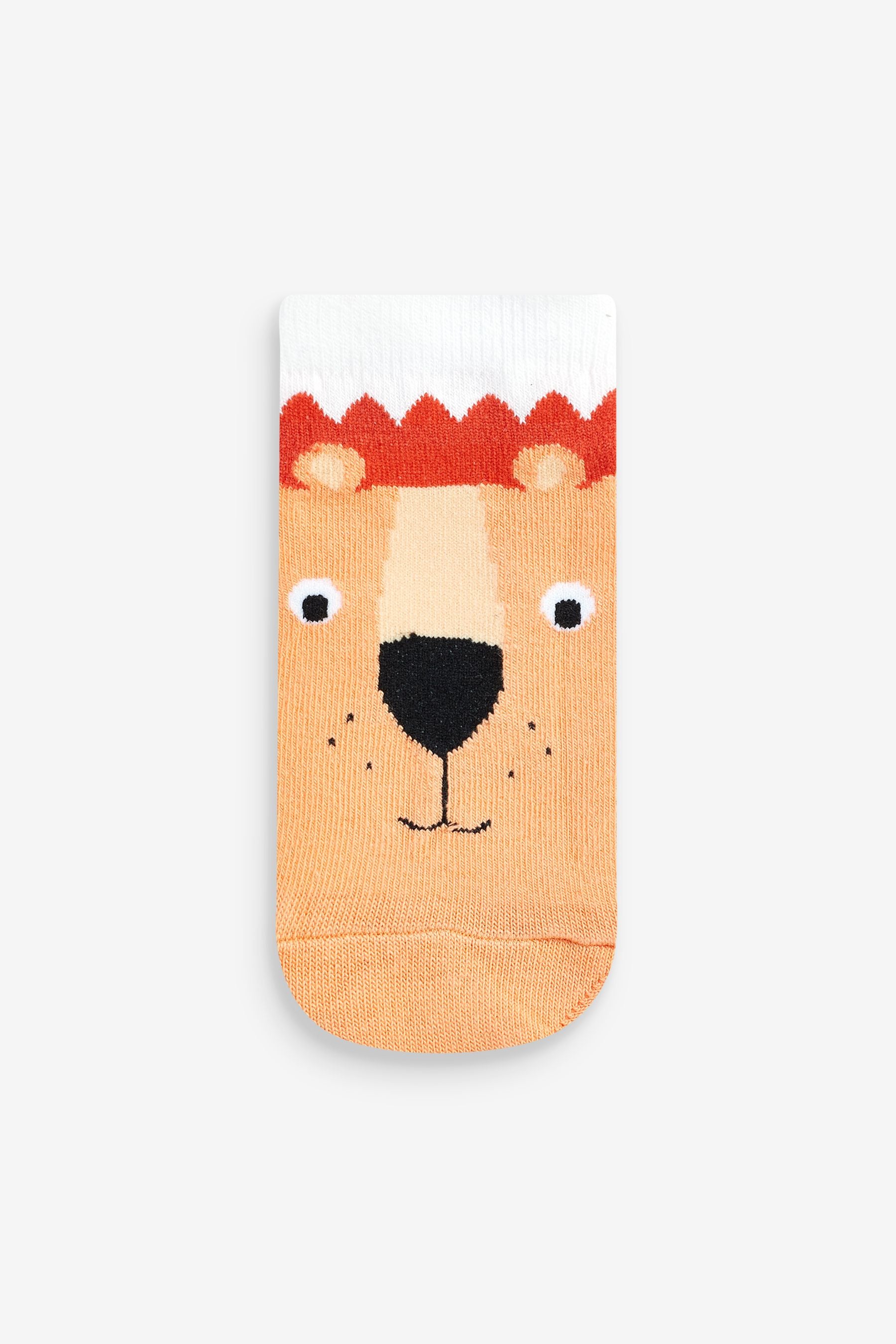 White Jungle Animals 7 Pack Cotton Rich Trainer Socks