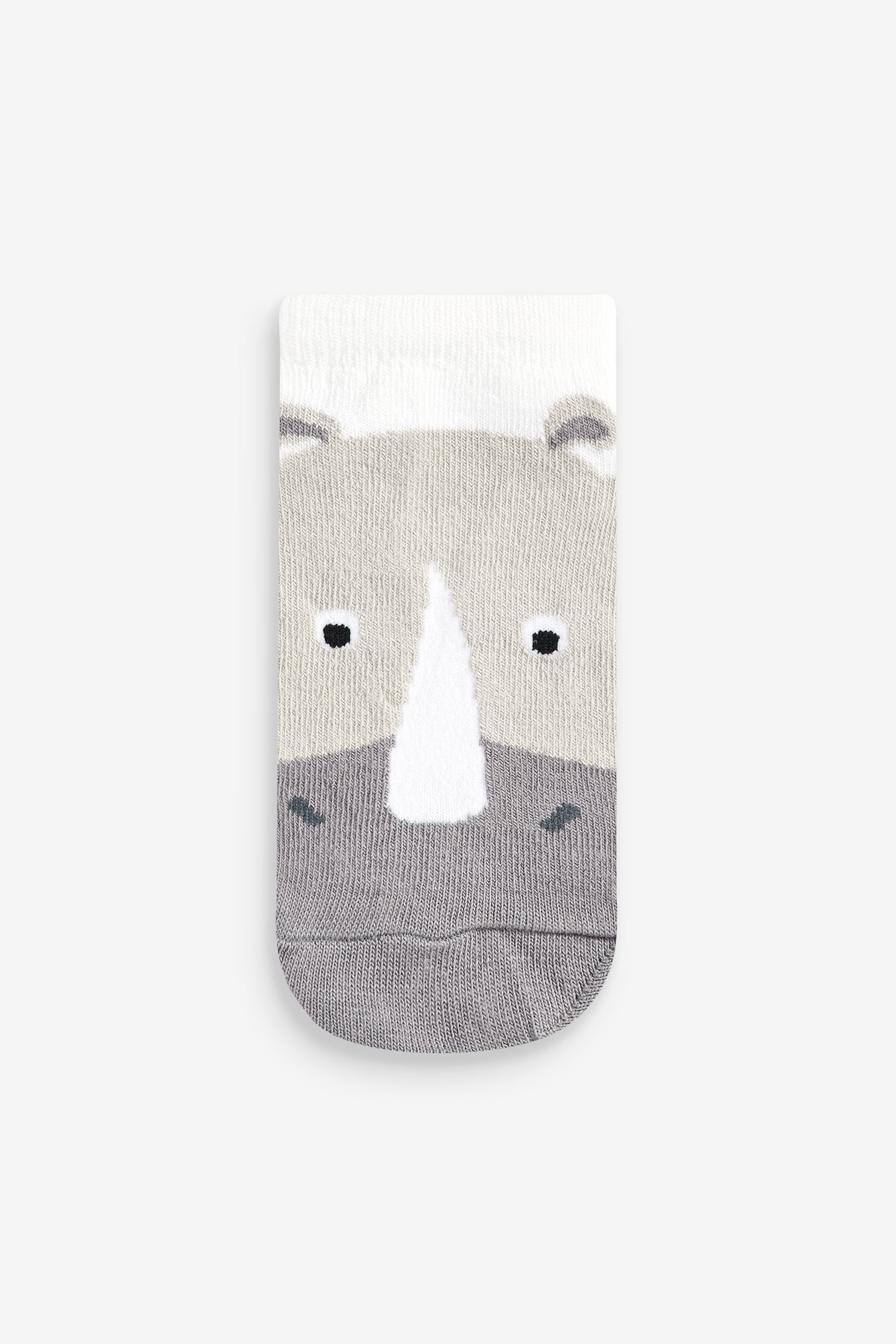 White Jungle Animals 7 Pack Cotton Rich Trainer Socks