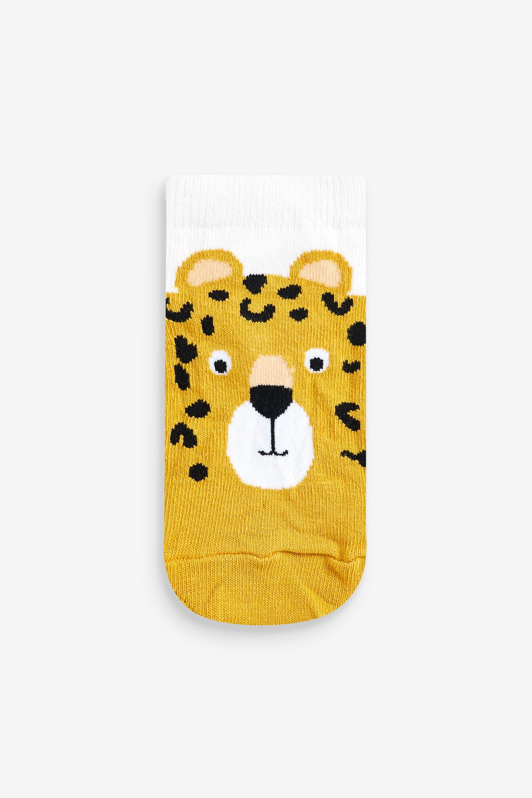 White Jungle Animals 7 Pack Cotton Rich Trainer Socks