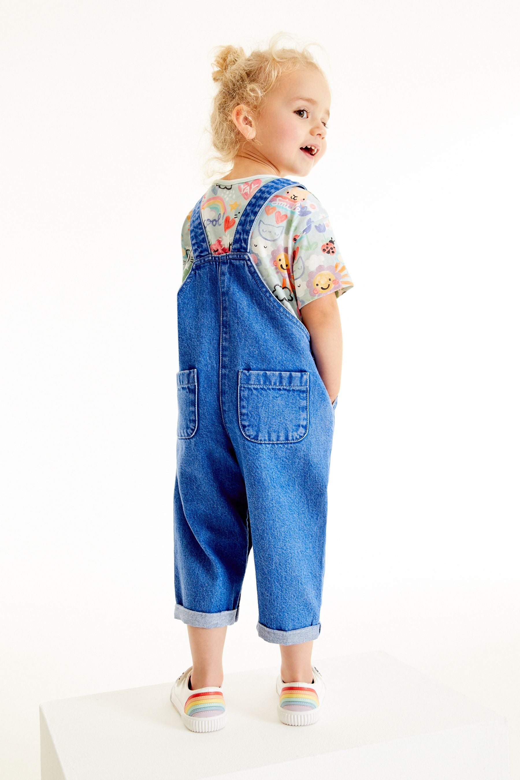 Denim Bright Blue Dungarees and T-Shirt Set (3mths-7yrs)