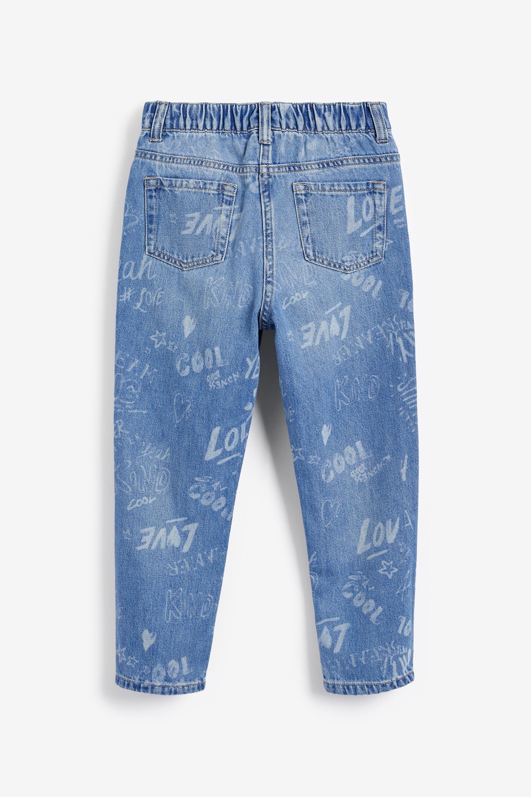 Blue Printed Mom Jeans (3-16yrs)