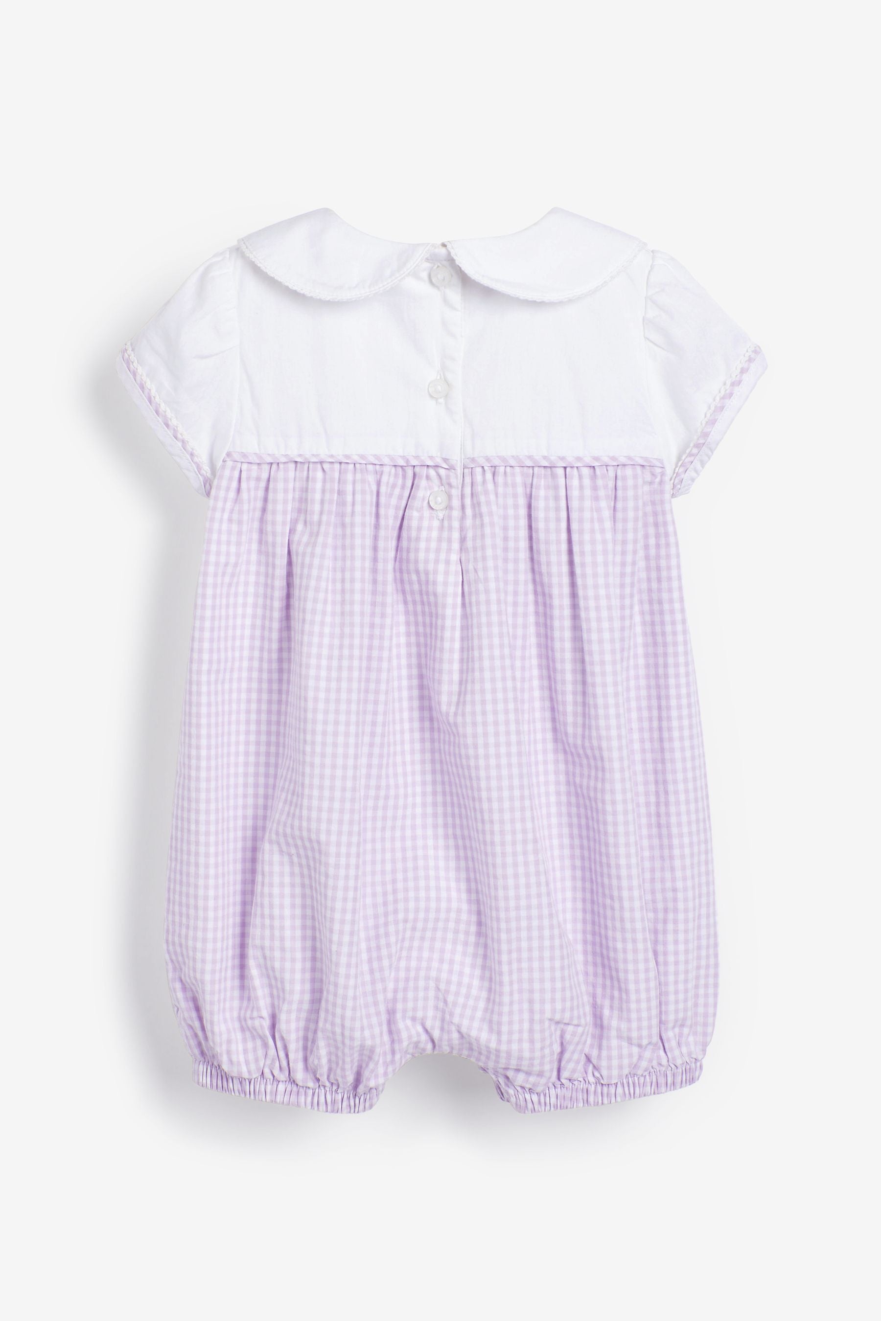 Lilac Purple 2 Piece Baby Gingham Smart Romper And Hat Set (0mths-2yrs)