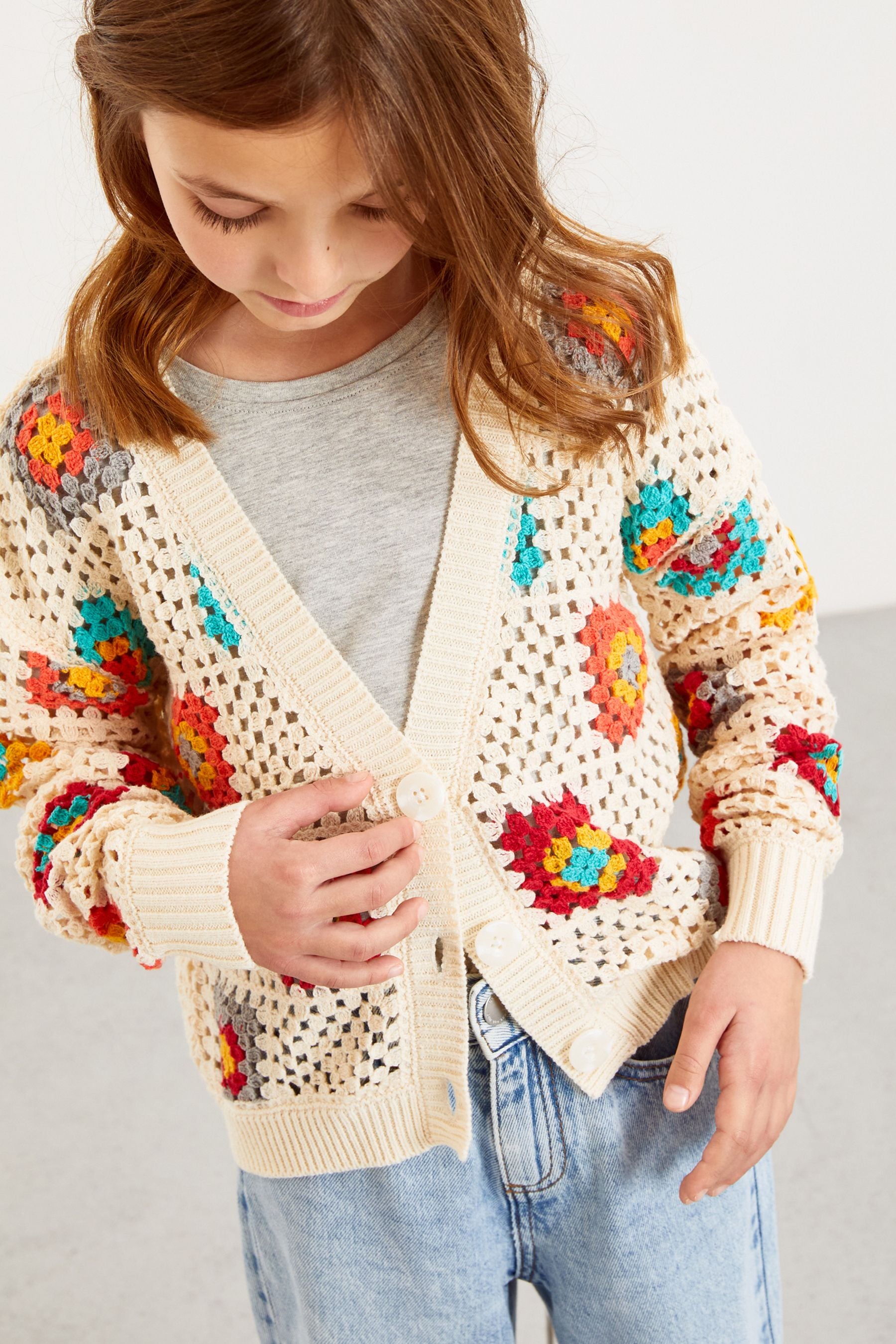 Purple/Orange Striped Stitch Cardigan (3-16yrs)