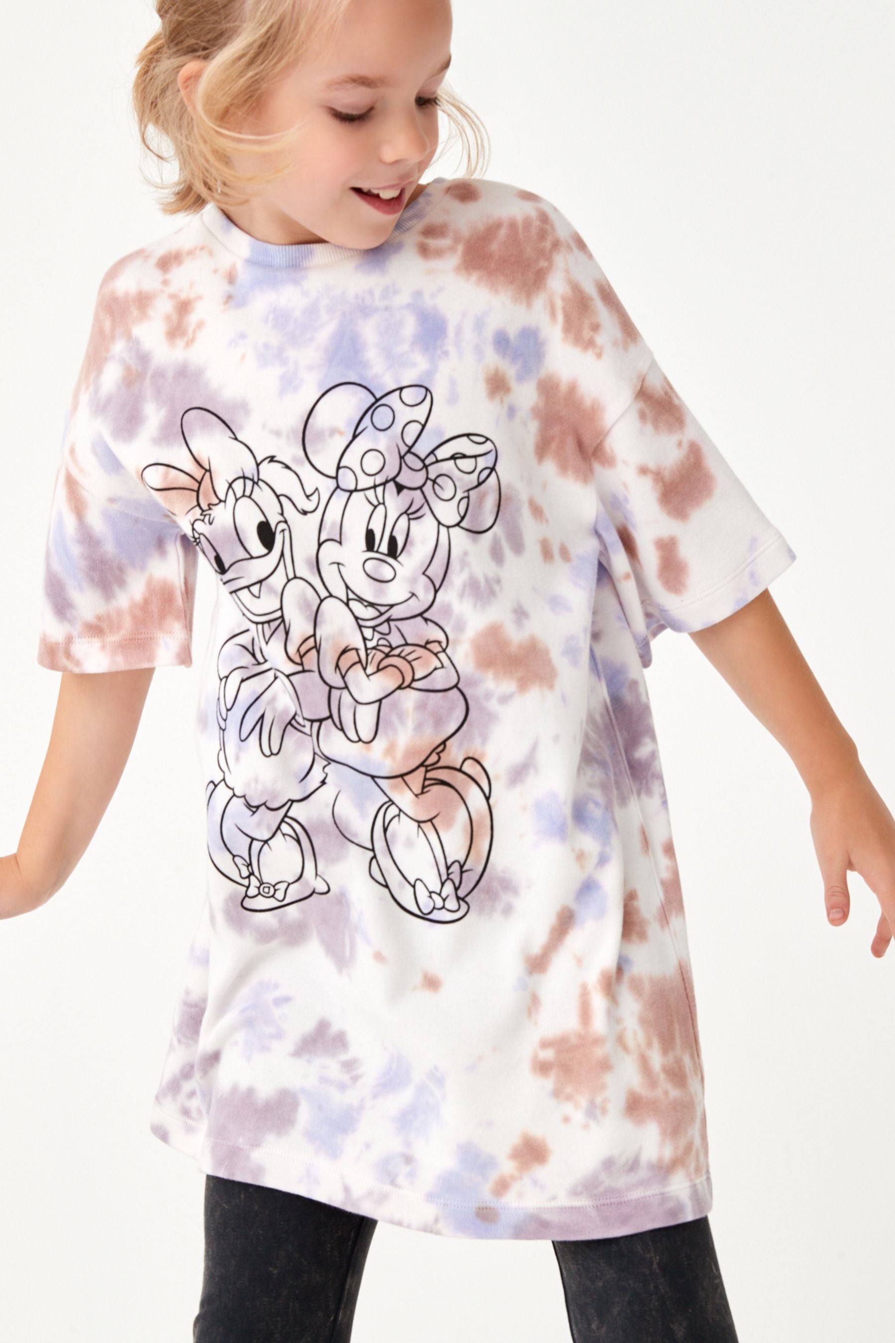 Purple Tie Dye Licence Minnie T-Shirt Dress (3-16yrs)