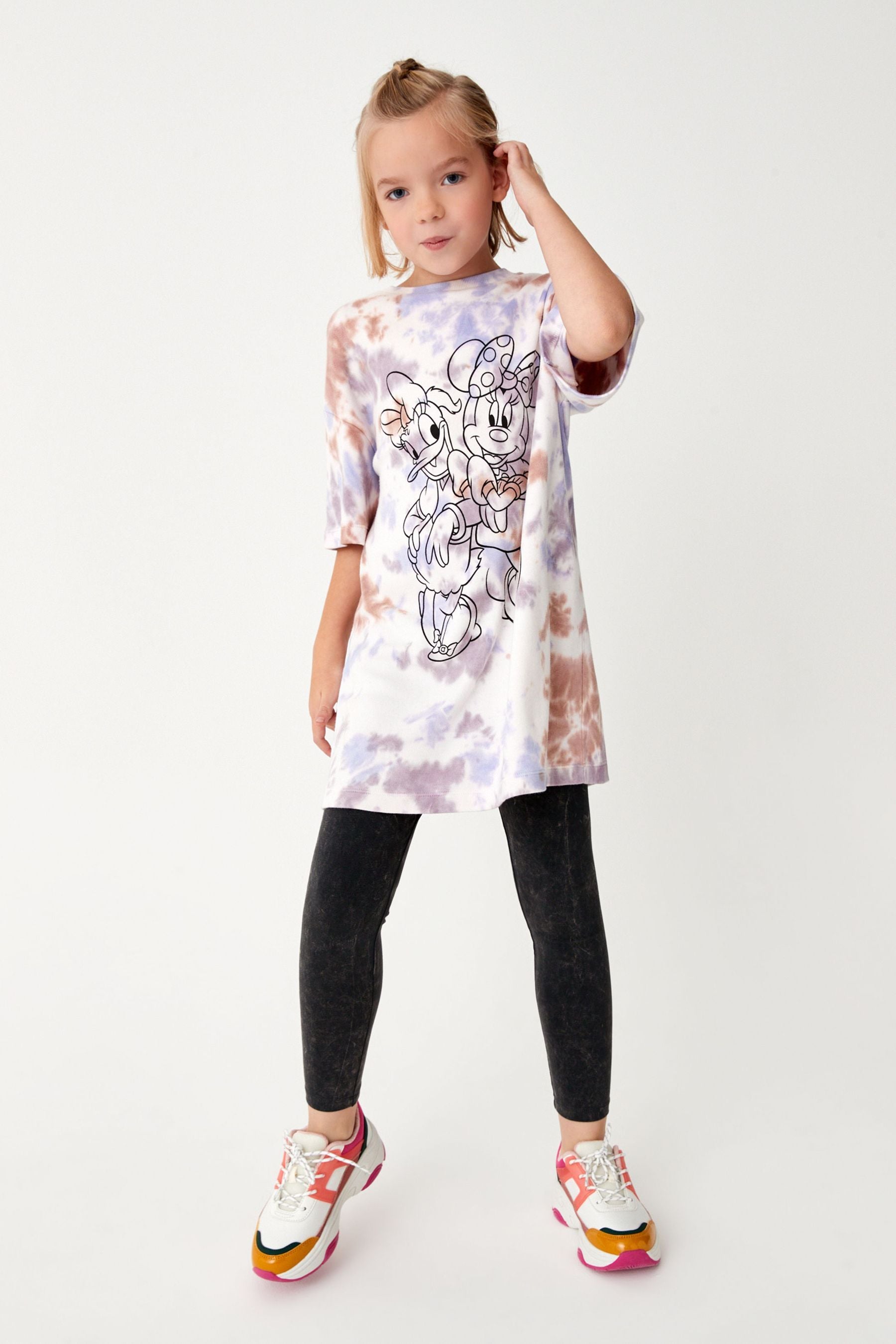 Purple Tie Dye Licence Minnie T-Shirt Dress (3-16yrs)