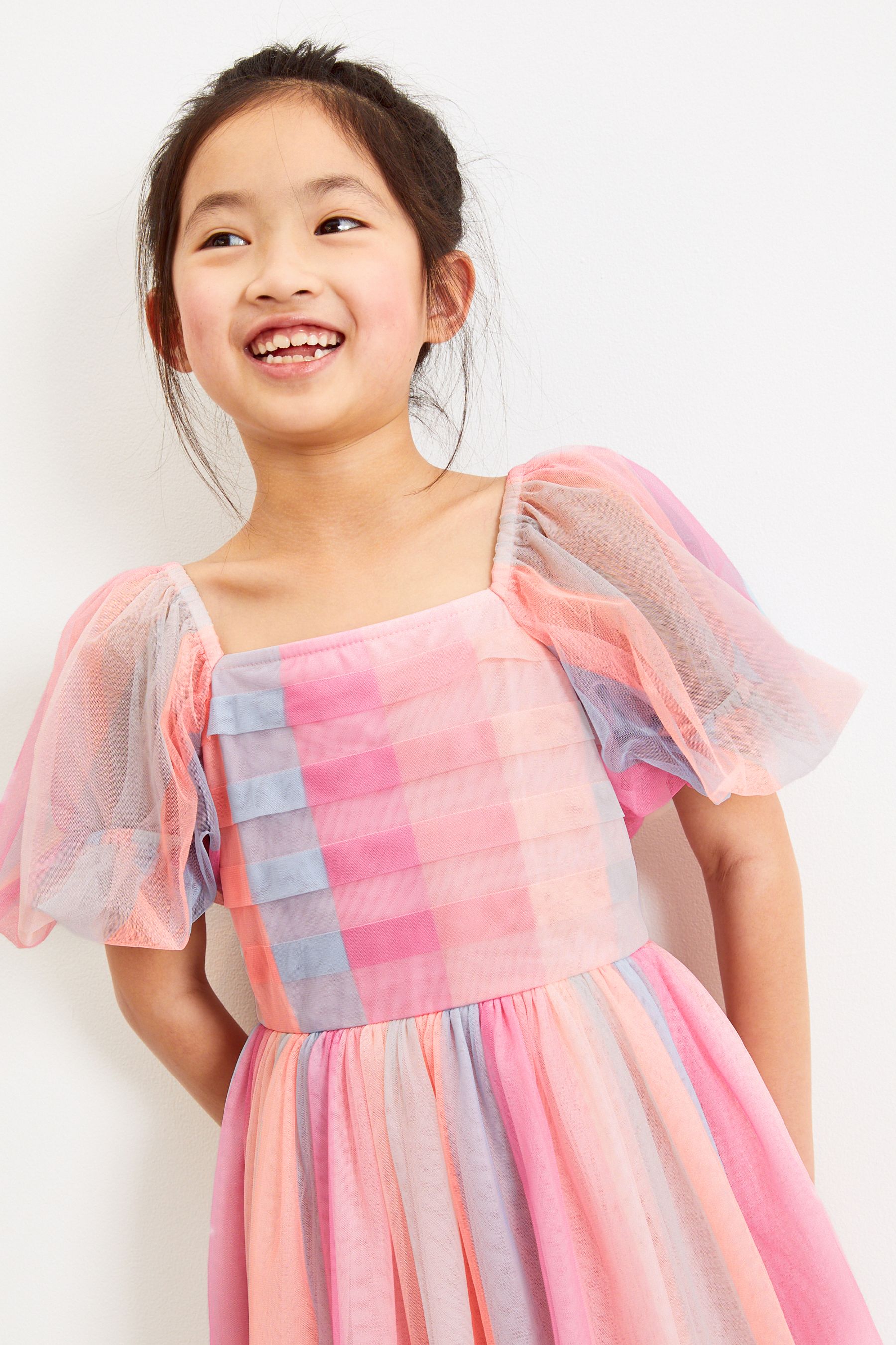 Rainbow Stripe Occasion Dress (3-16yrs)