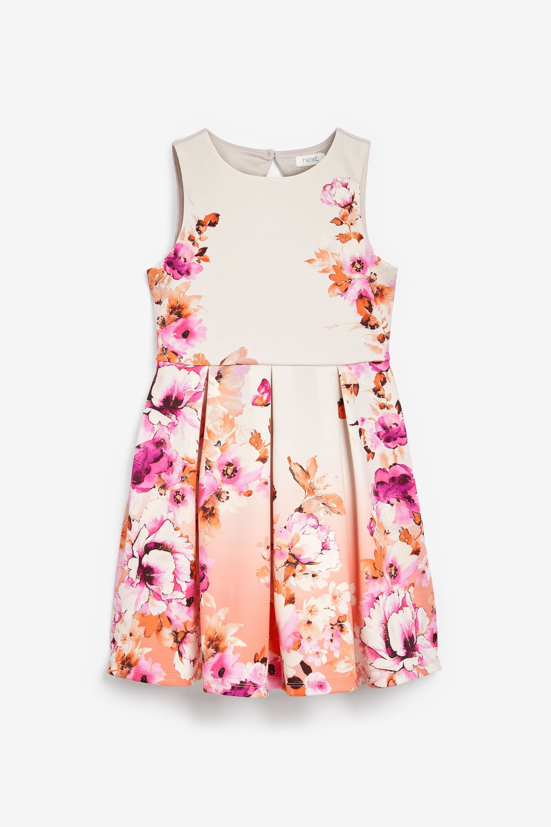 Pink Orange Floral Occasion Dress (3-16yrs)