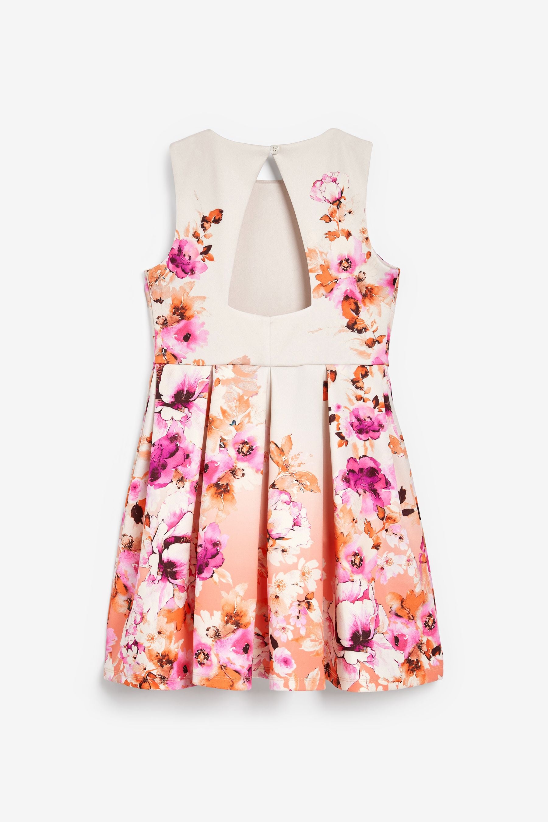 Pink Orange Floral Occasion Dress (3-16yrs)