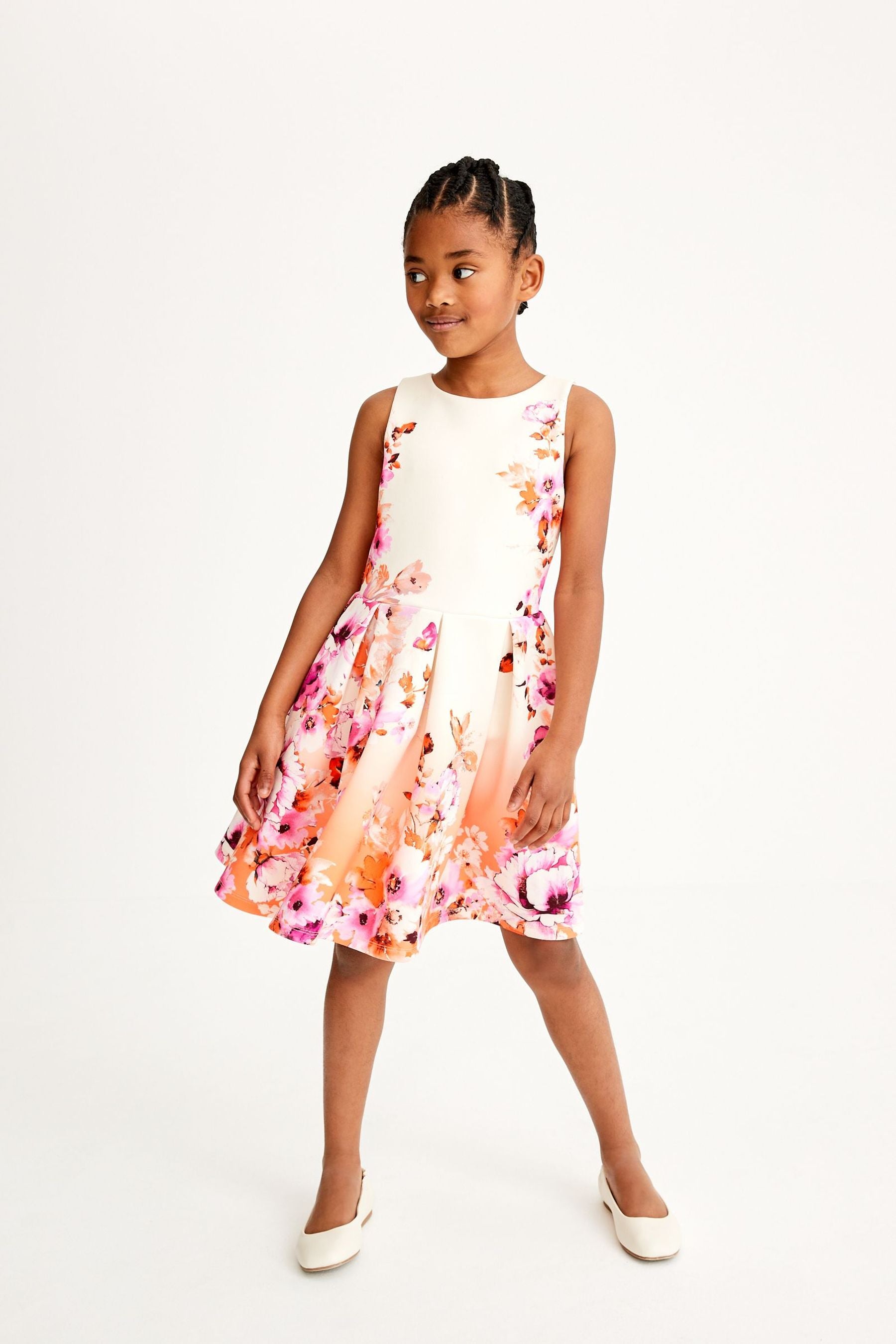 Pink Orange Floral Occasion Dress (3-16yrs)