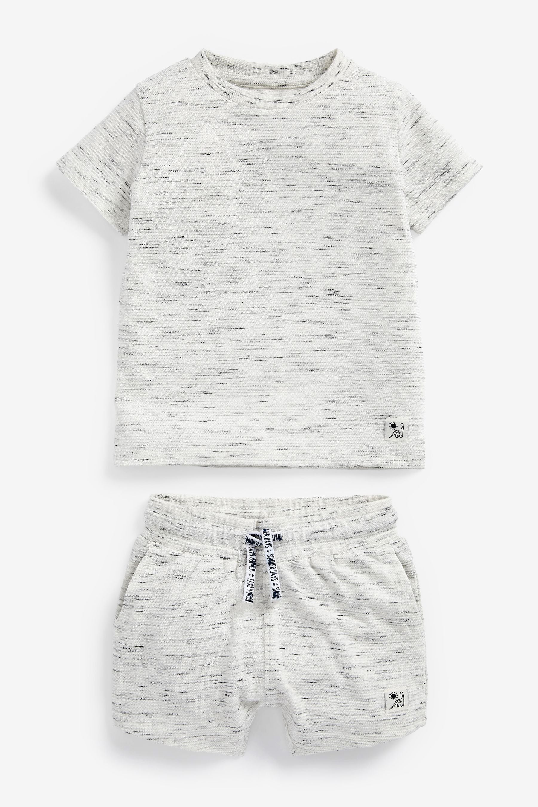 White Textured T-Shirt and Short Set (3mths-7yrs)