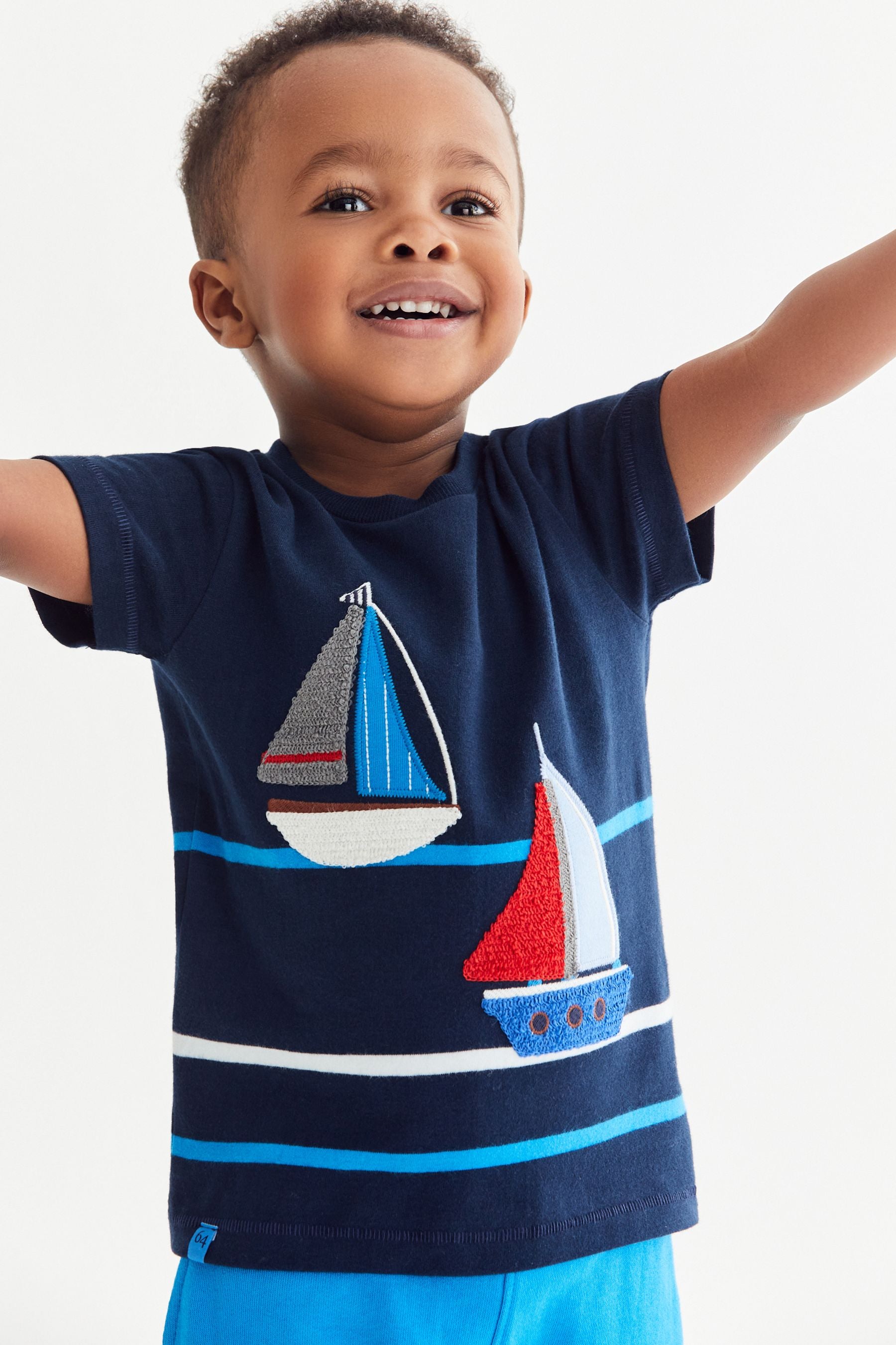 Navy Boat Character T-Shirt and Shorts Set (3mths-7yrs)