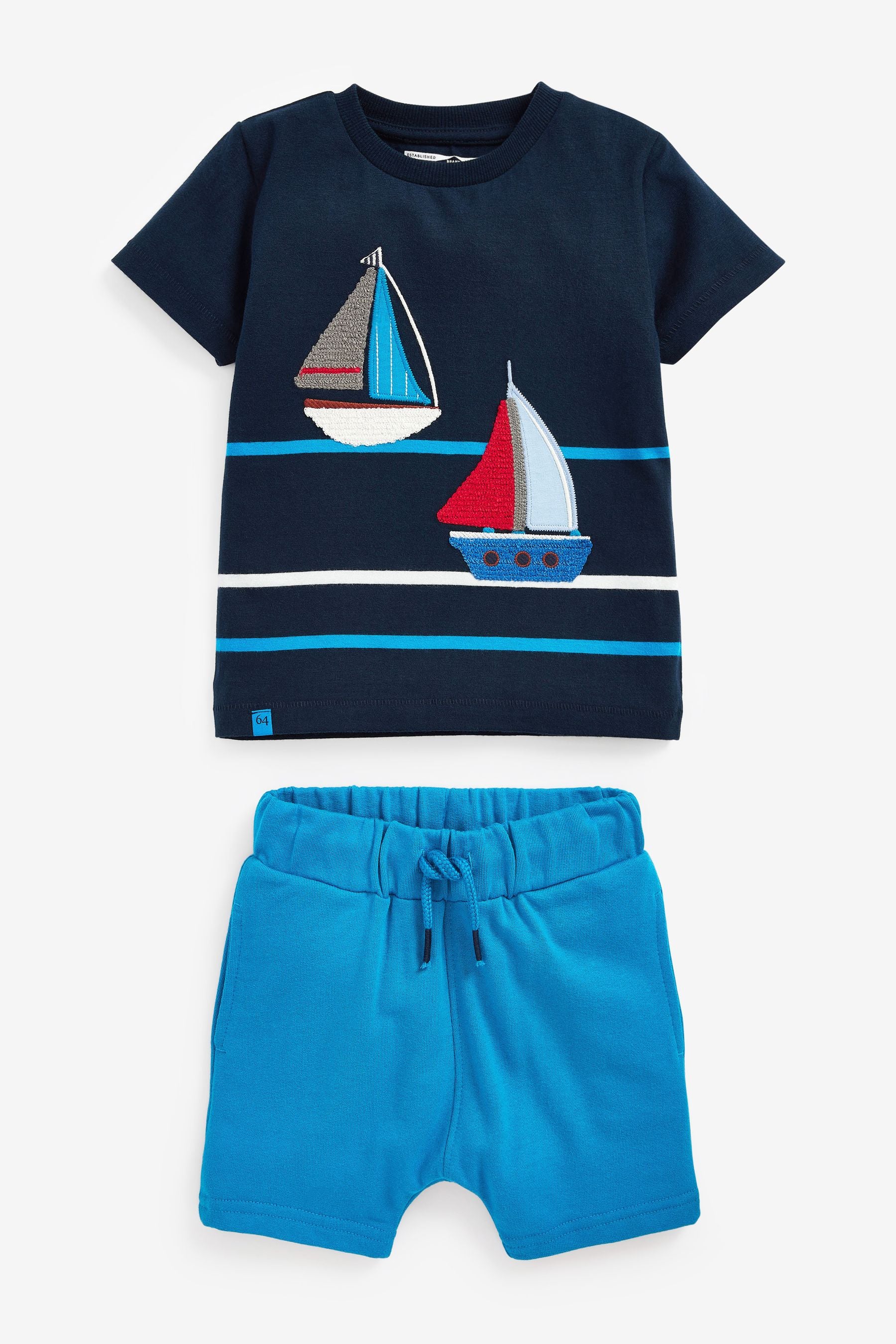 Navy Boat Character T-Shirt and Shorts Set (3mths-7yrs)