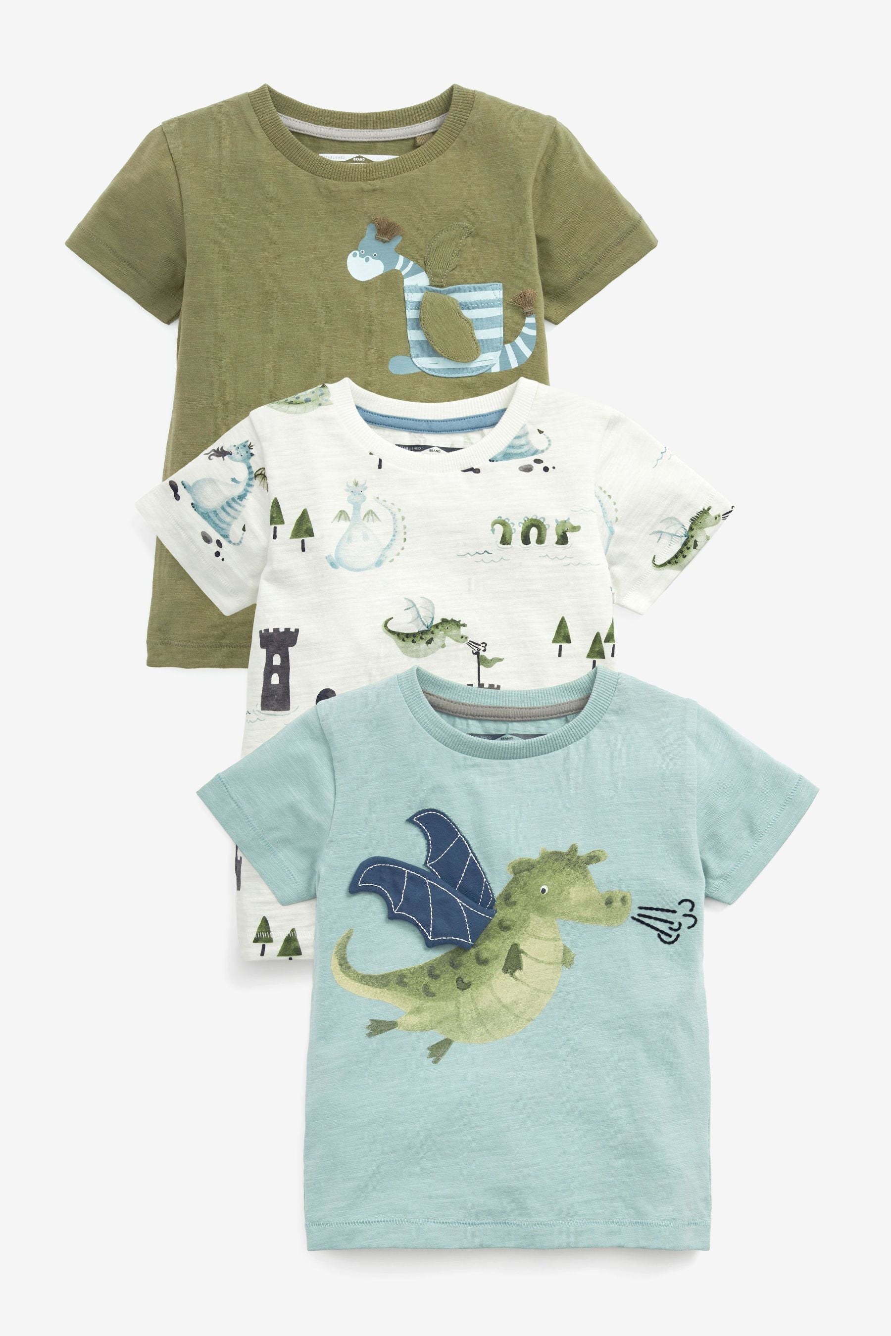 Blue Dragon 3 Pack T-Shirts (3mths-7yrs)