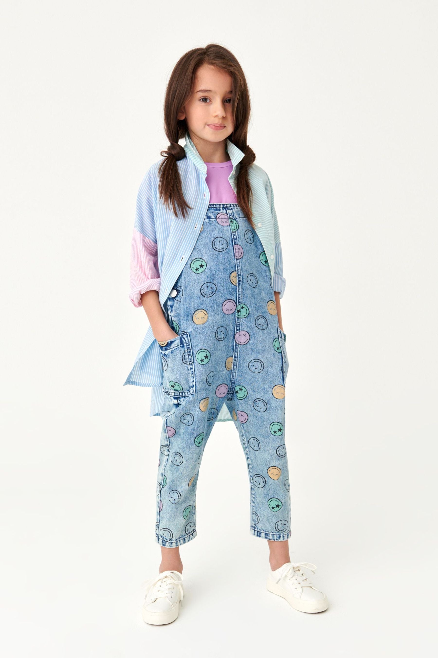 SmileyWorld License Slouchy Printed Dungarees (3-16yrs)