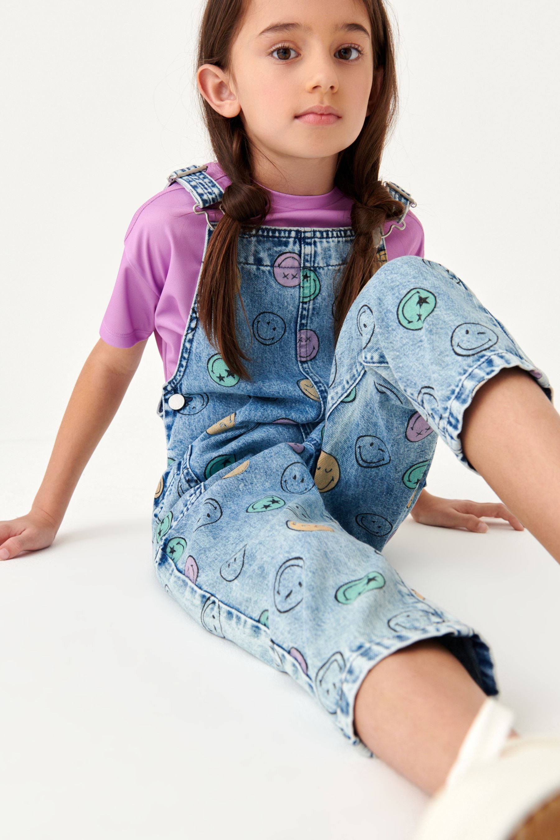 SmileyWorld License Slouchy Printed Dungarees (3-16yrs)