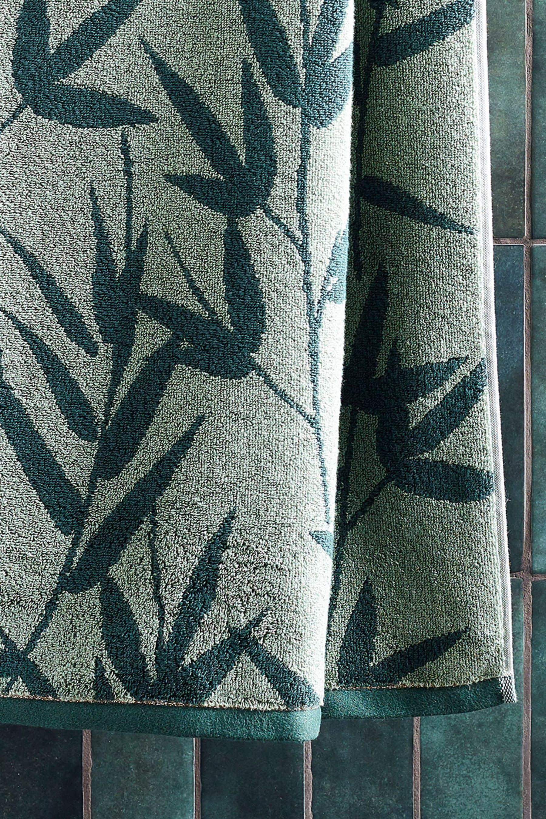 Green Bamboo Leaf Design 100% Cotton Towel