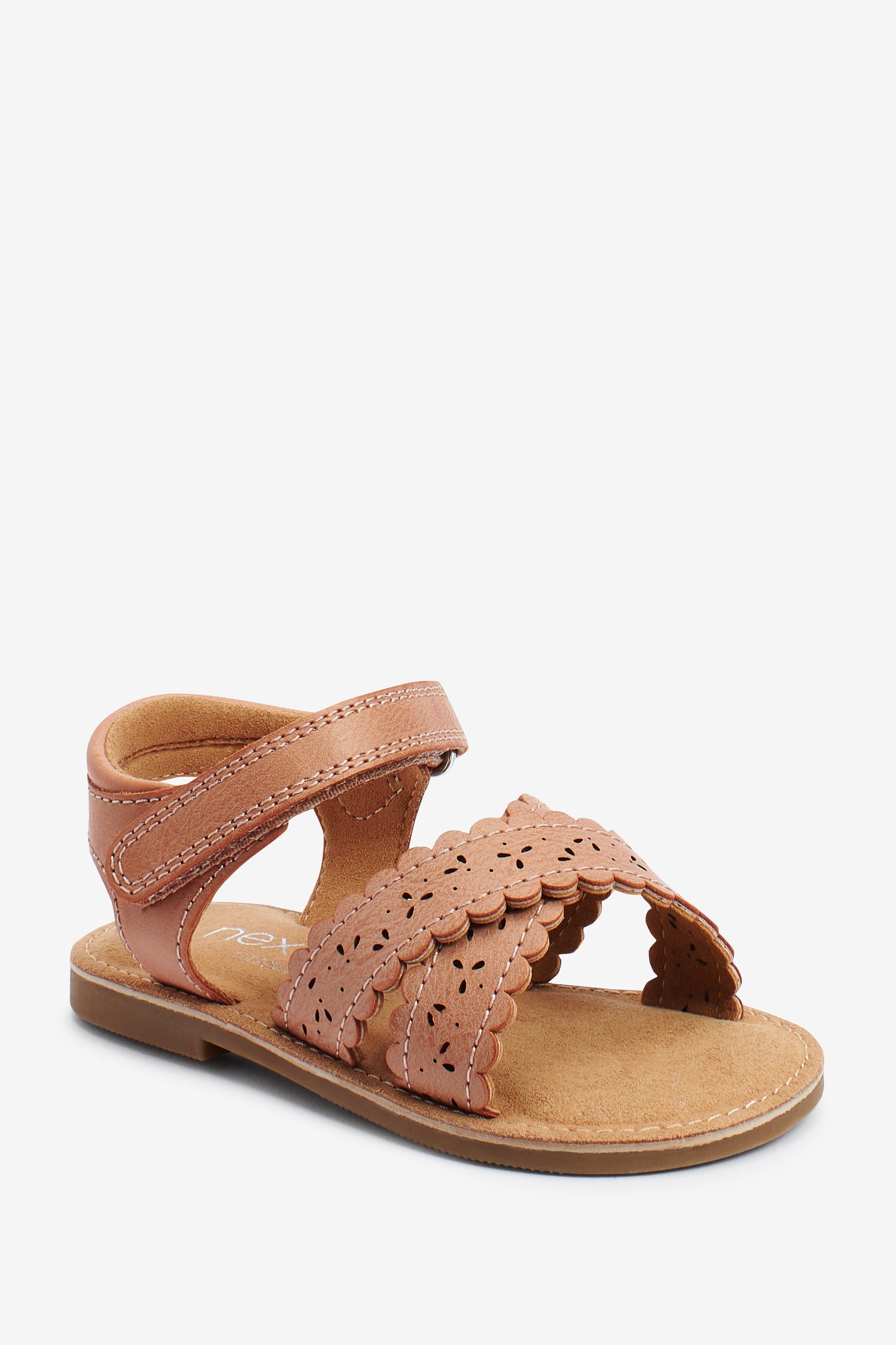 Tan Brown Standard Fit (F) Scallop Sandals