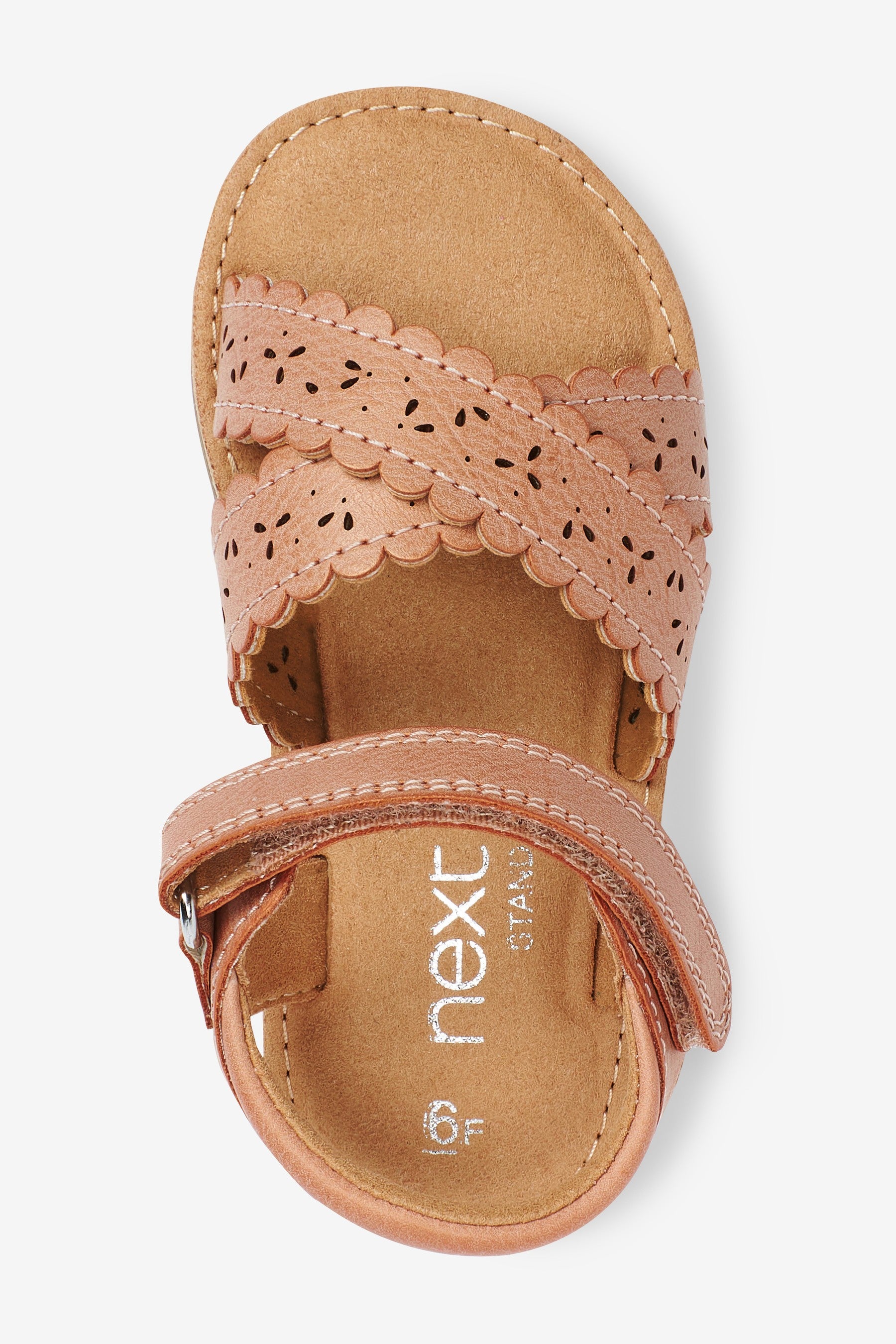 Tan Brown Standard Fit (F) Scallop Sandals