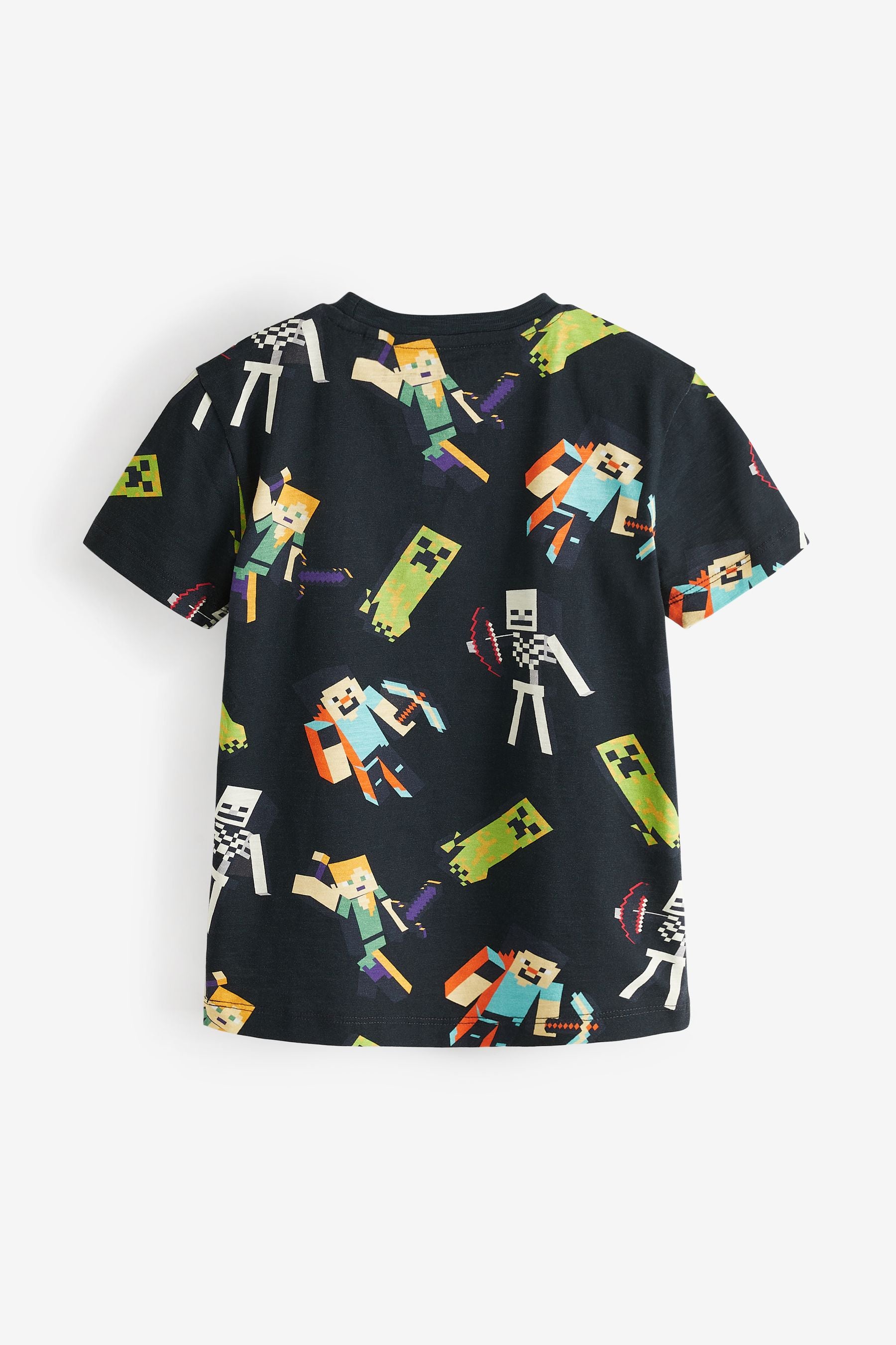 Black Minecraft All Over Print Short Sleeve T-Shirt (4-14yrs)