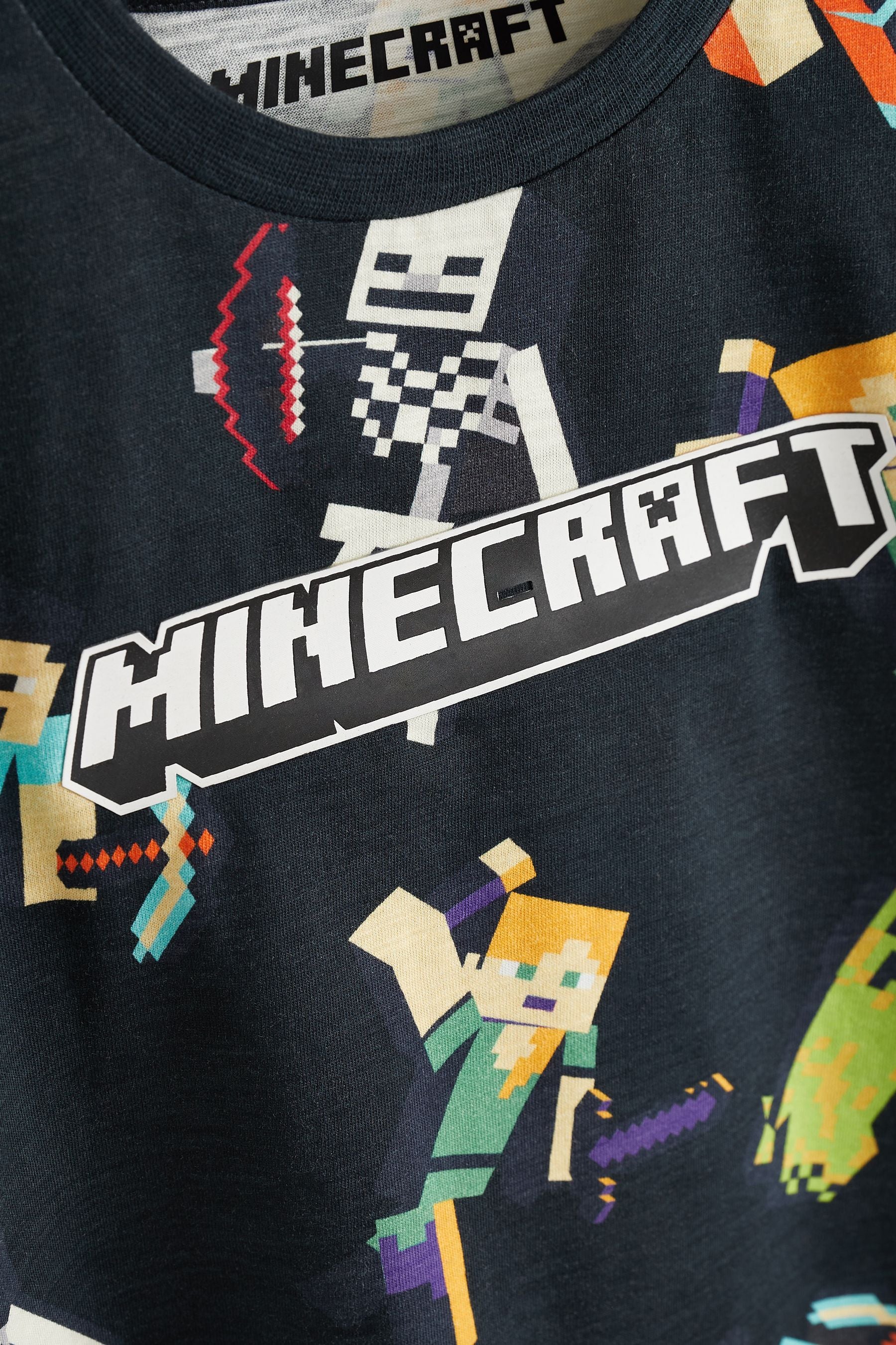 Black Minecraft All Over Print Short Sleeve T-Shirt (4-14yrs)