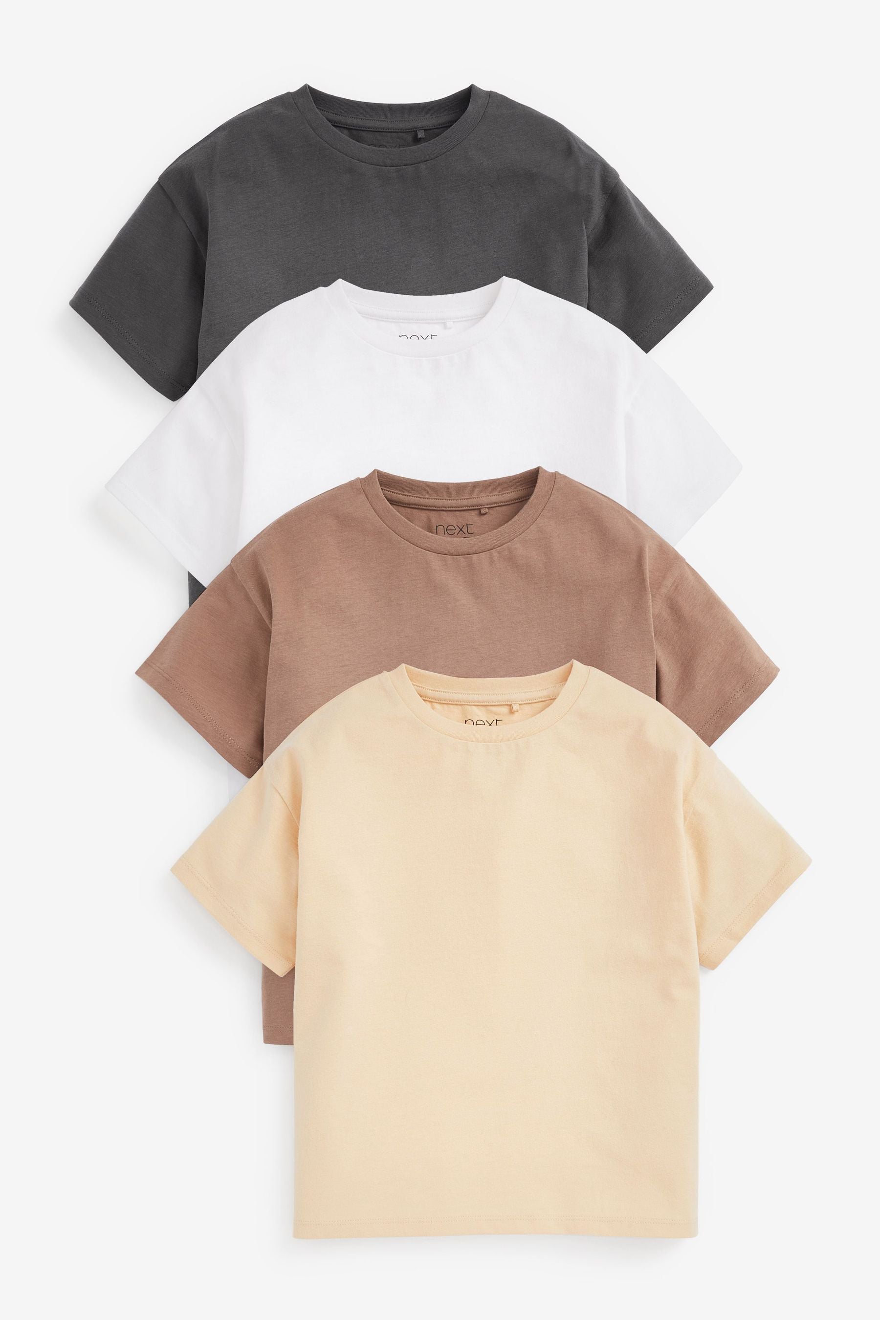 Neutral Cream 4 Pack Relaxed T-Shirts (3-16yrs)