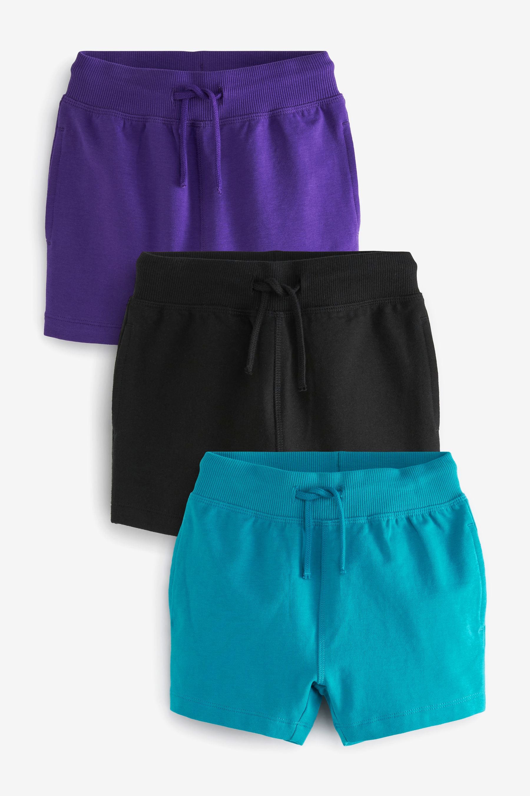 Black/Purple/Turquoise Jersey Shorts 3 Pack (3mths-7yrs)