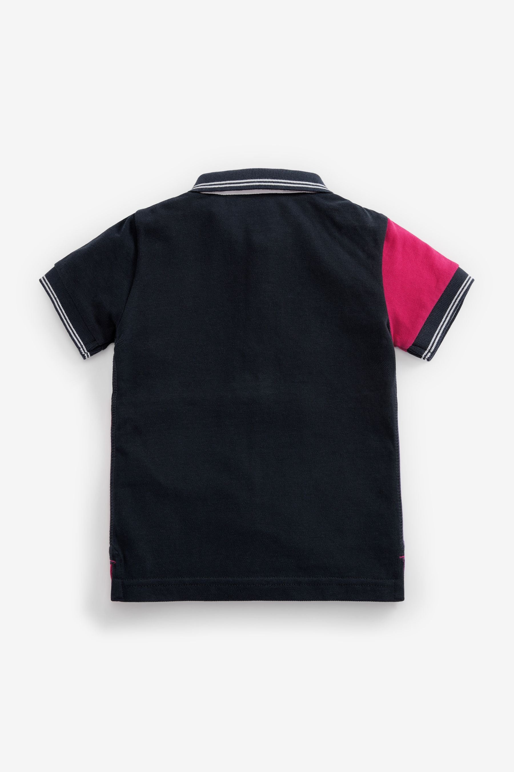 Pink/Purple Jersey Pique Colourblock Polo Shirt (3mths-7yrs)