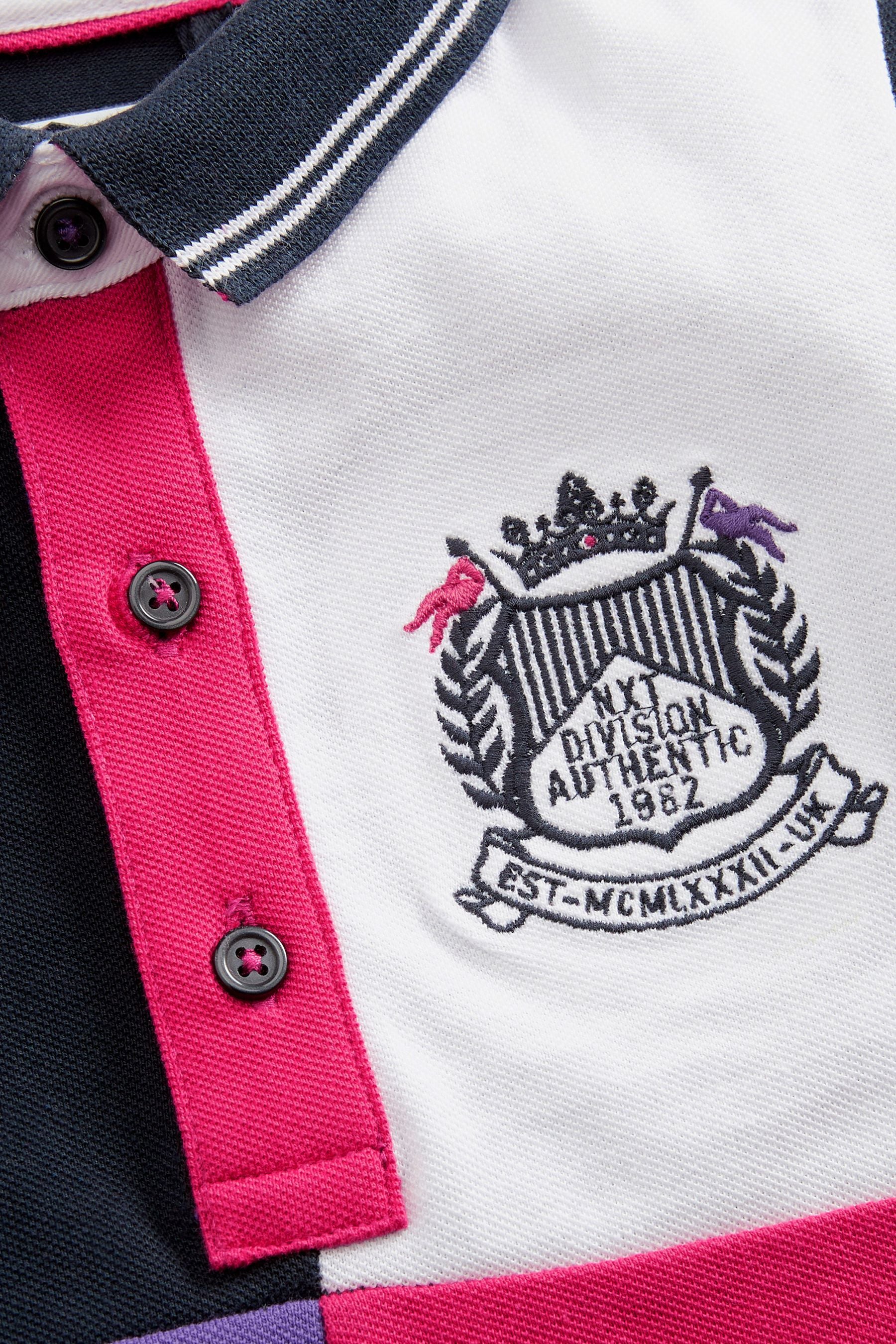 Pink/Purple Jersey Pique Colourblock Polo Shirt (3mths-7yrs)