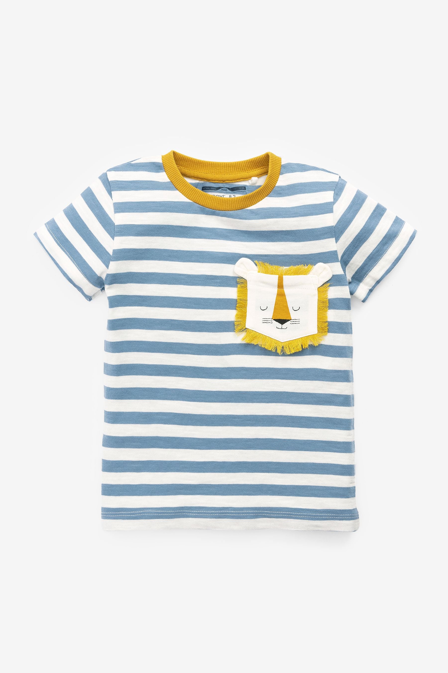 Blue/White Lion Pocket T-Shirt (3mths-7yrs)