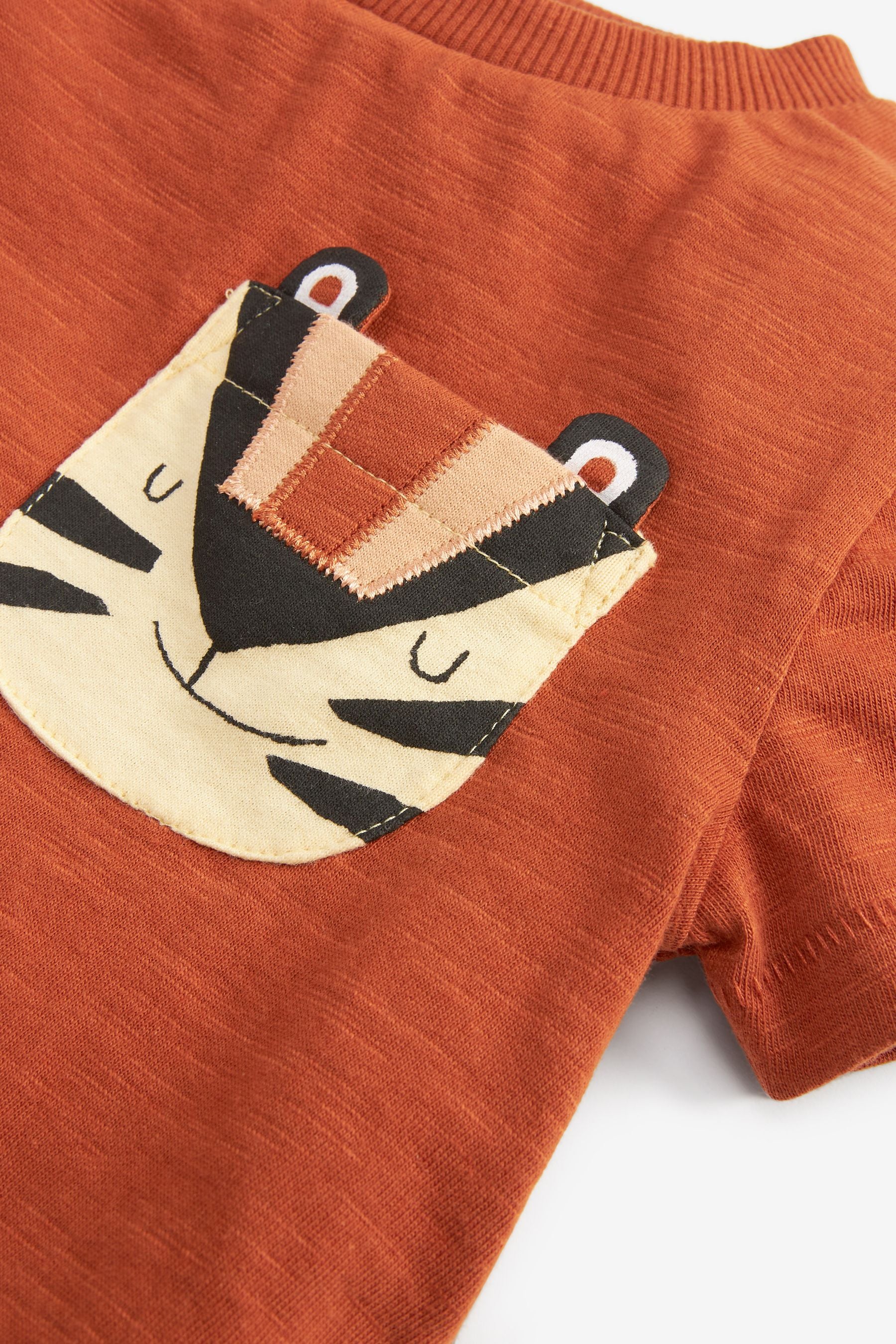 Rust Orange Tiger Pocket T-Shirt (3mths-7yrs)