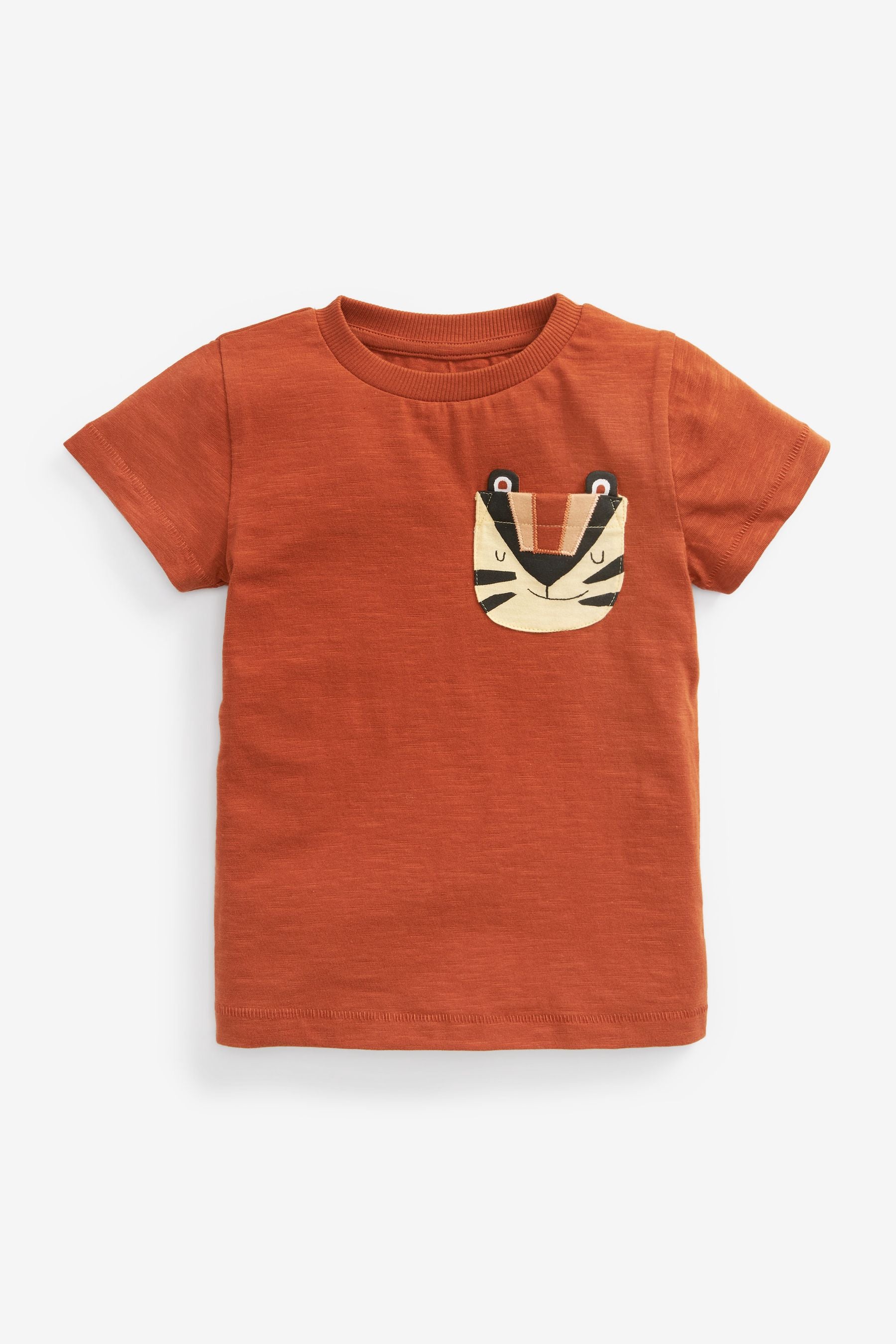 Rust Orange Tiger Pocket T-Shirt (3mths-7yrs)