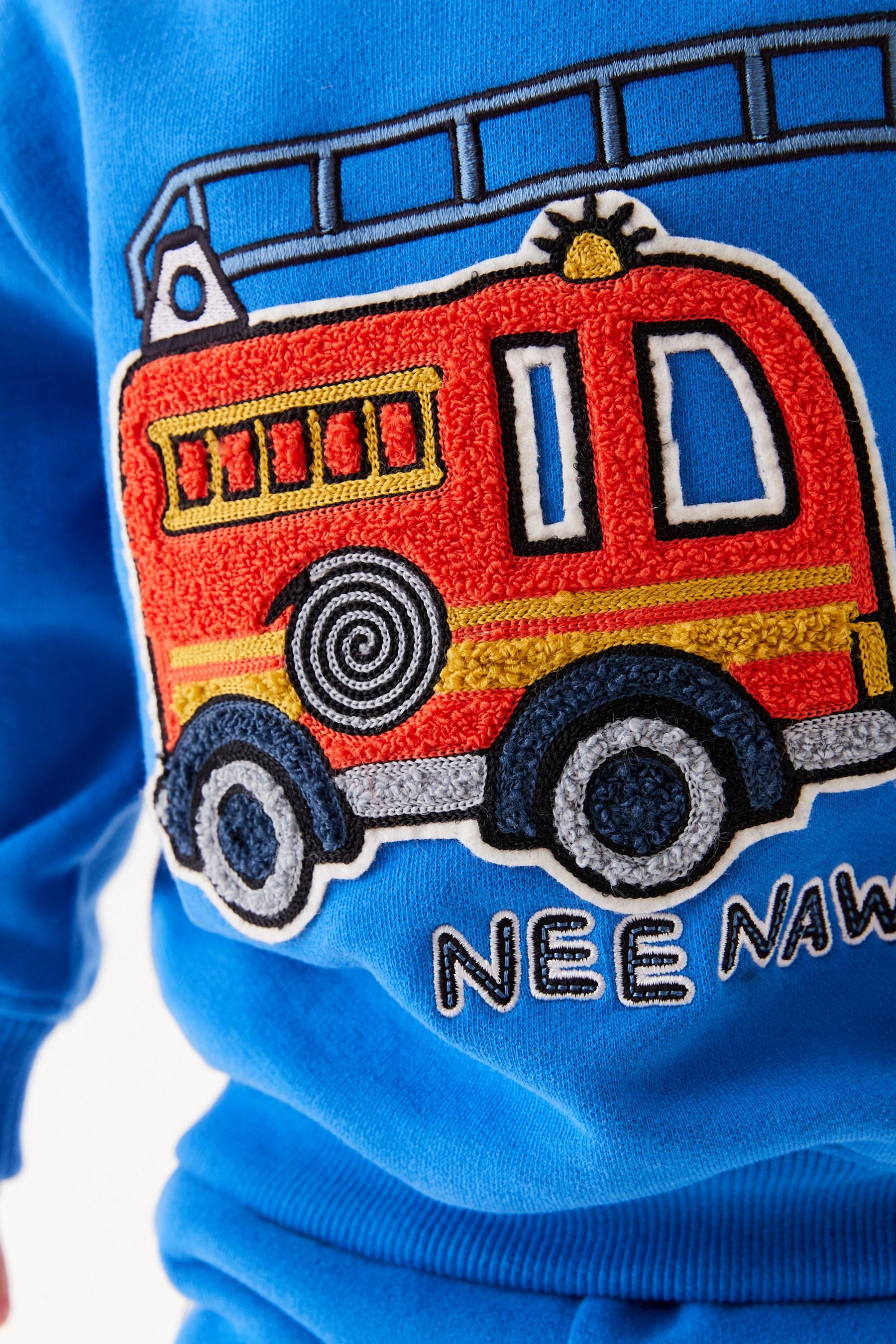 Blue Fire Engine Character Jersey Crew Neck Sweater & Joggers Set (3mths-7yrs)