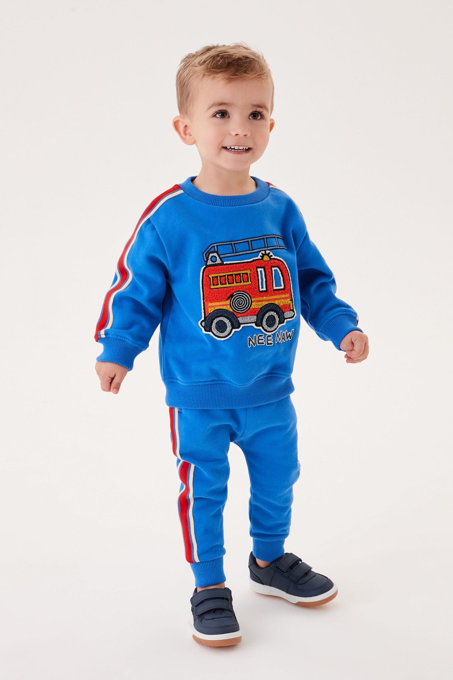 Blue Fire Engine Character Jersey Crew Neck Sweater & Joggers Set (3mths-7yrs)