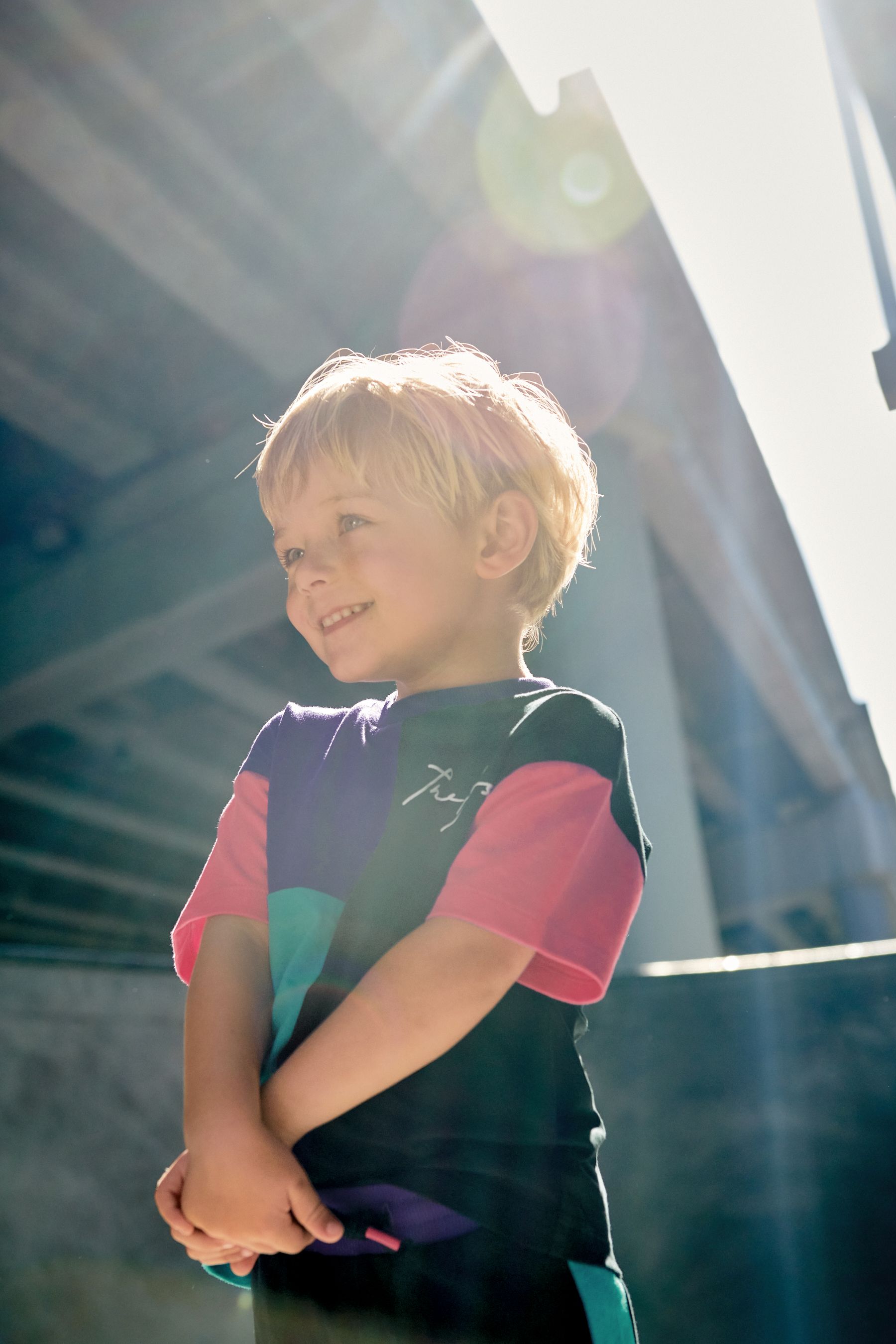 Black/Purple Oversized Colourblock T-Shirt and Short Set (3mths-7yrs)