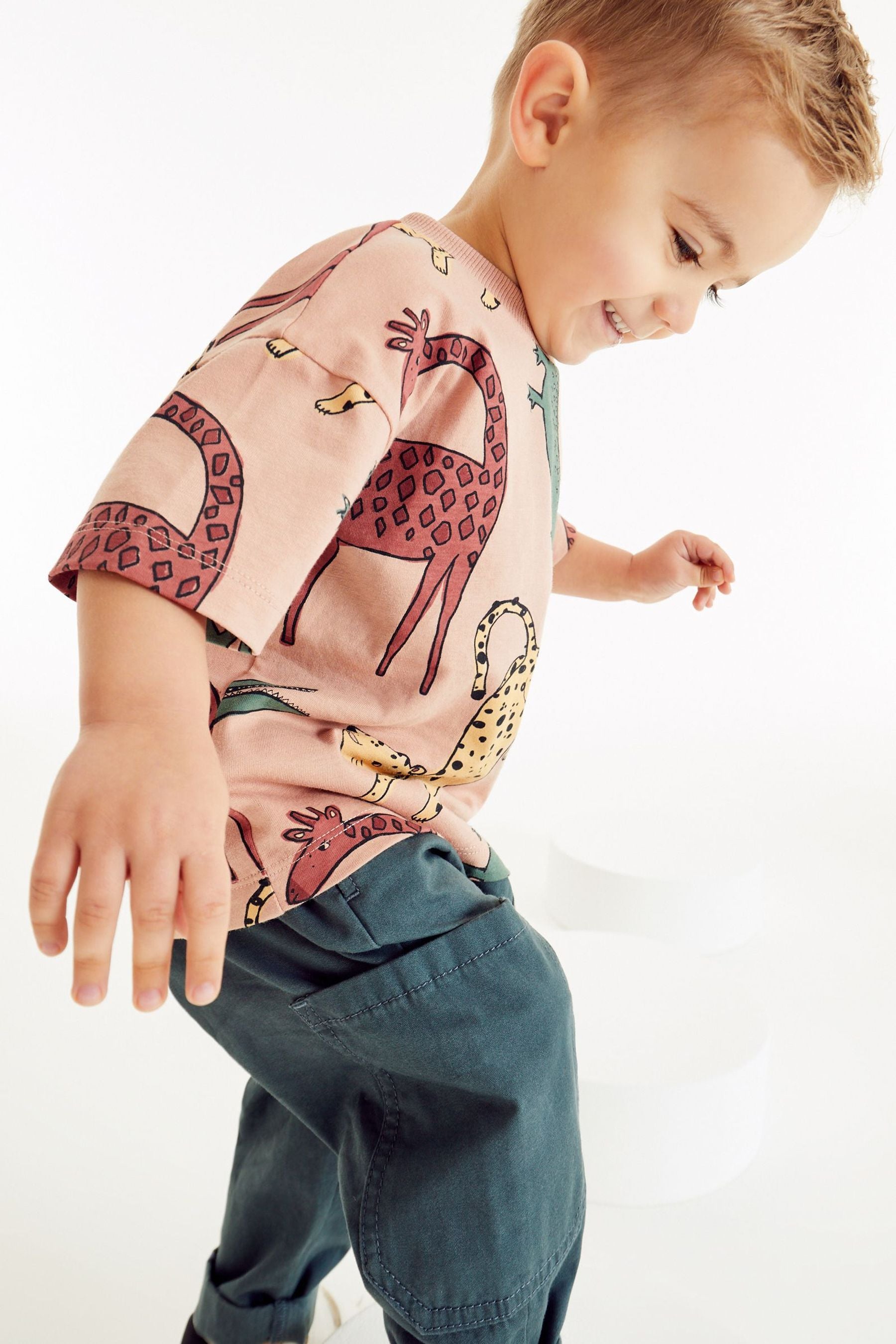 Blush Pink Safari Oversized All Over Print T-Shirt (3mths-7yrs)