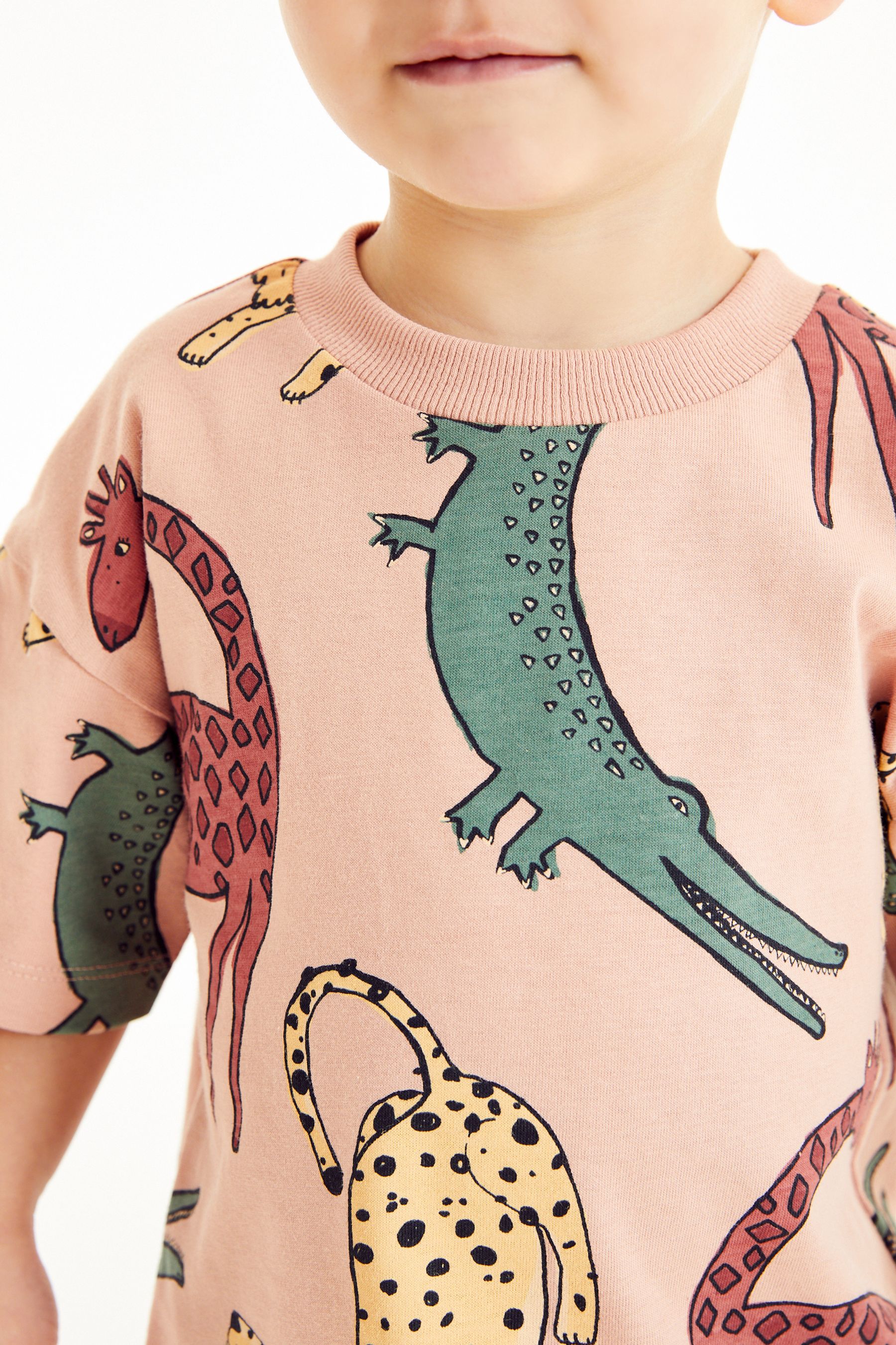 Blush Pink Safari Oversized All Over Print T-Shirt (3mths-7yrs)