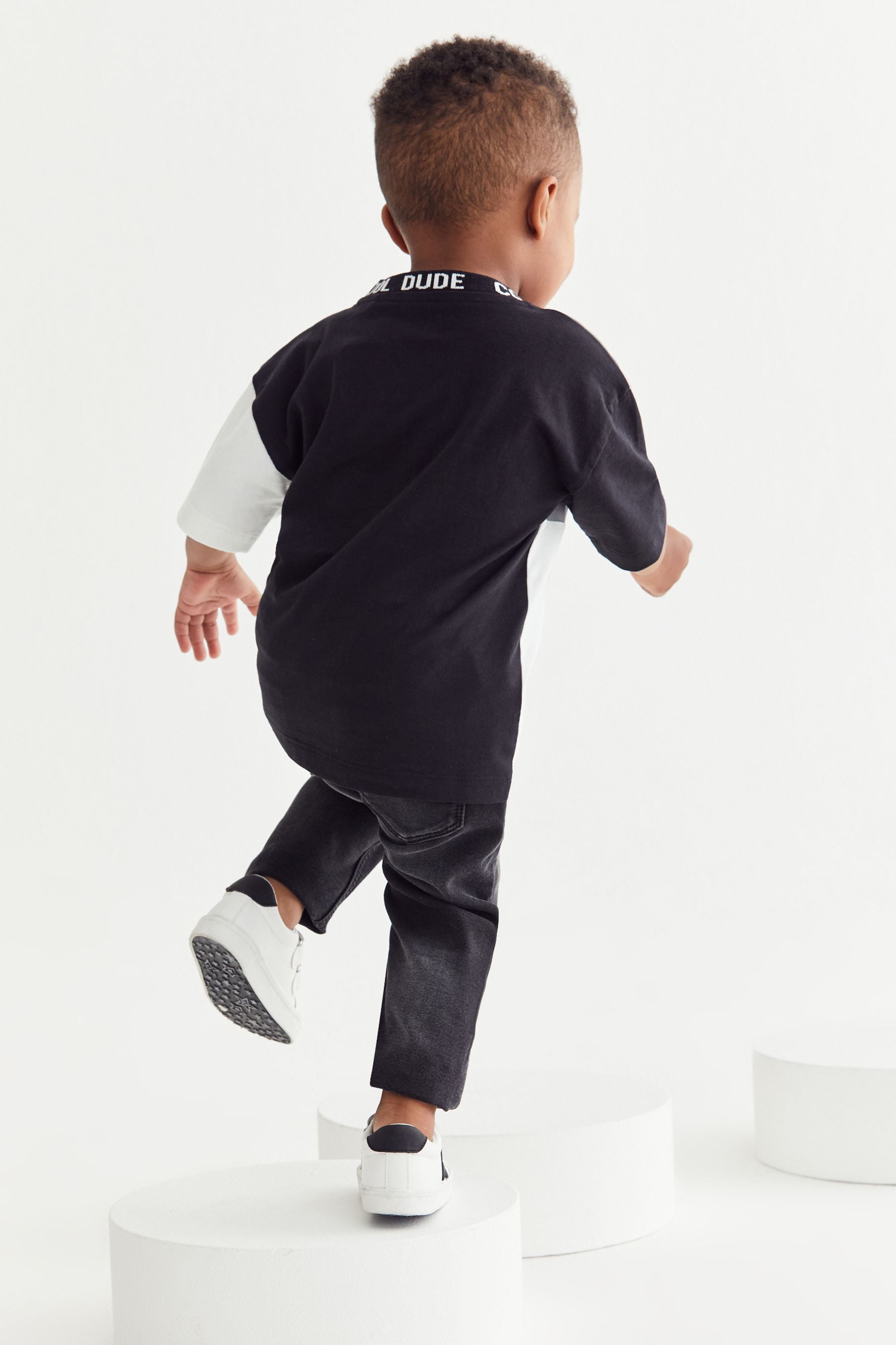 Black/Grey Splat Colourblock Short Sleeve T-Shirt (3mths-7yrs)