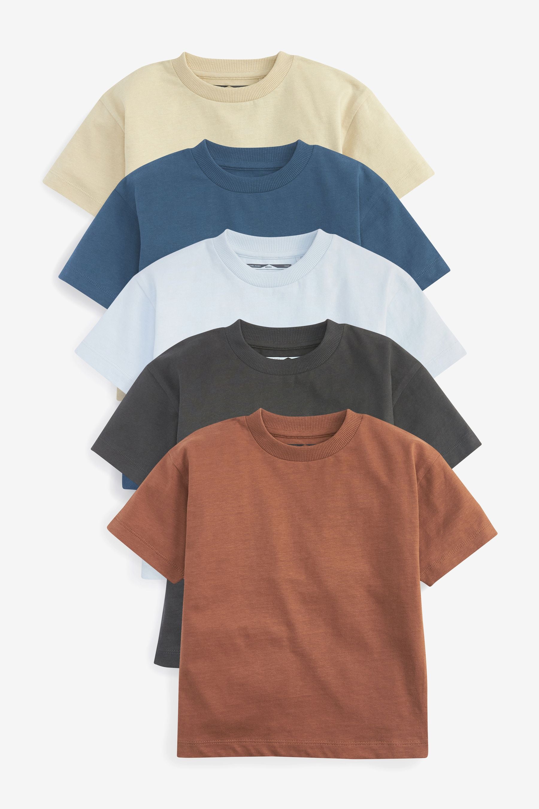 Blue/Brown Oversized Short Sleeve T-Shirts 5 Pack (3mths-7yrs)