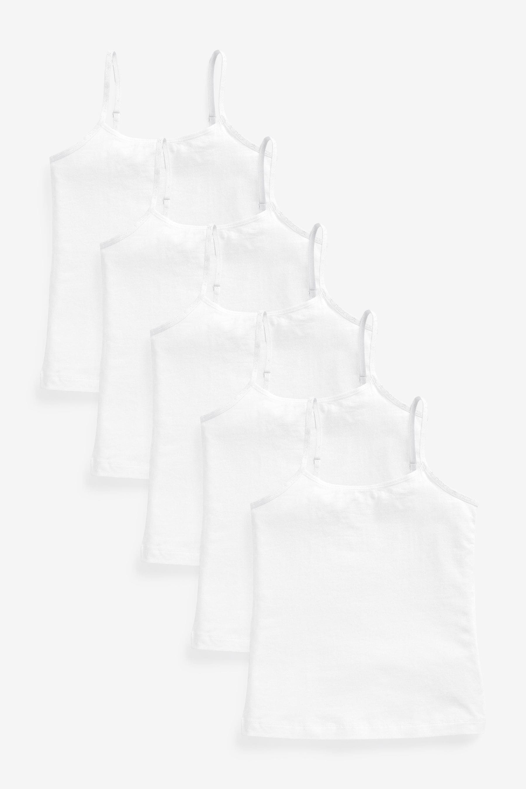 White 5 Pack Elastic Strappy Cami Vests (1.5-16yrs)