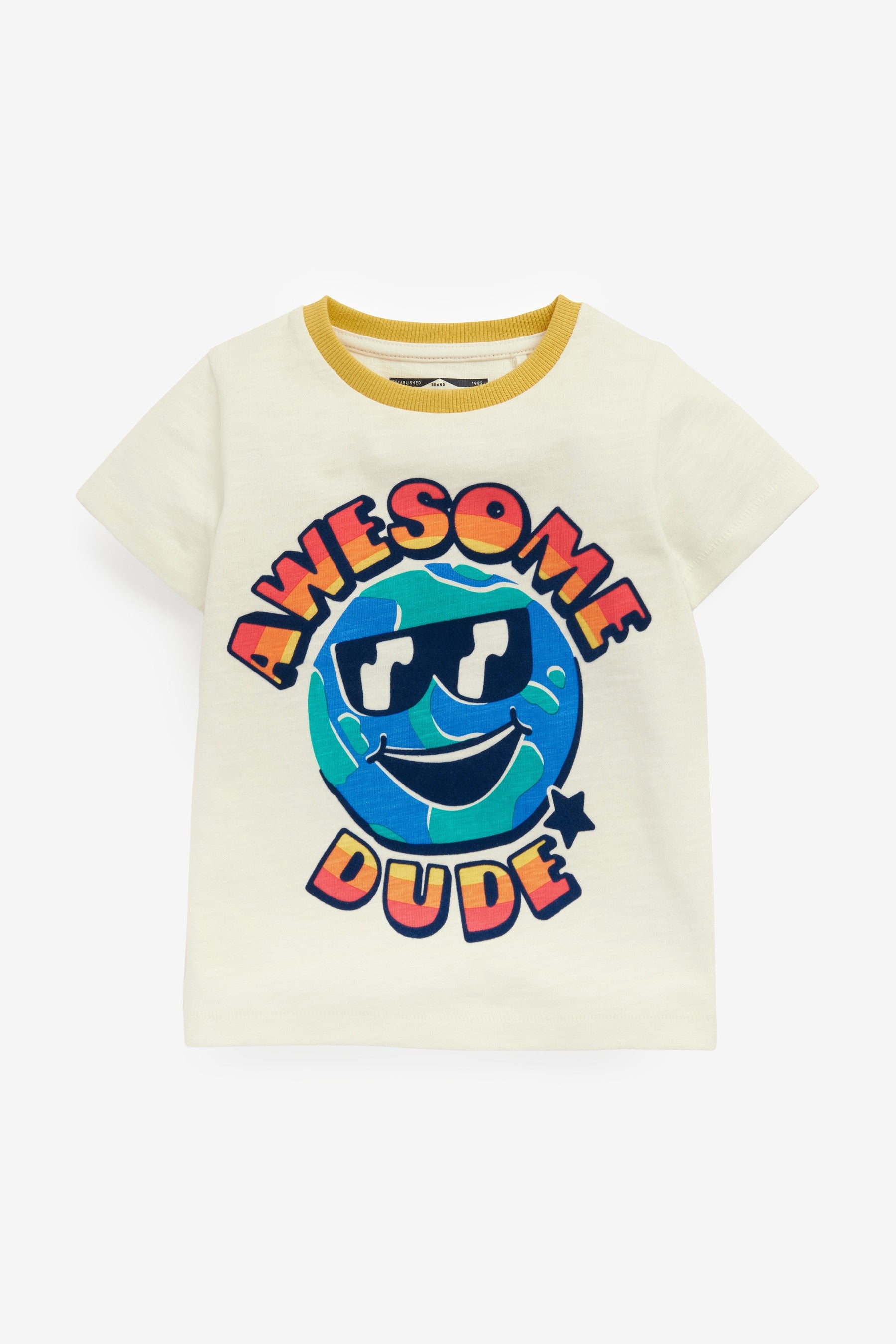 Ecru White Awesome Dude Short Sleeve Character T-Shirt (3mths-7yrs)