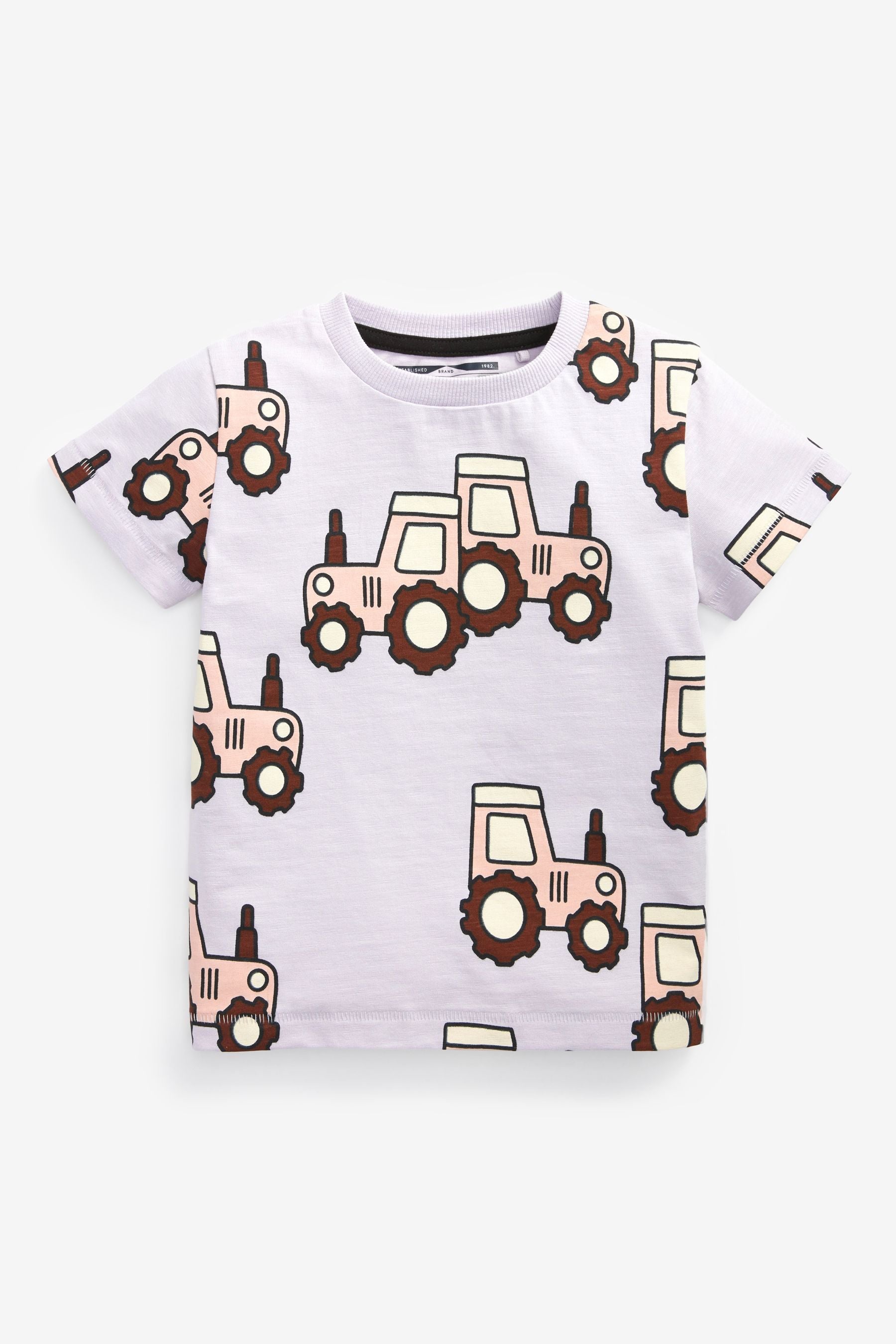 Lilac Purple Tractor All-Over Printed T-Shirt (3mths-7yrs)