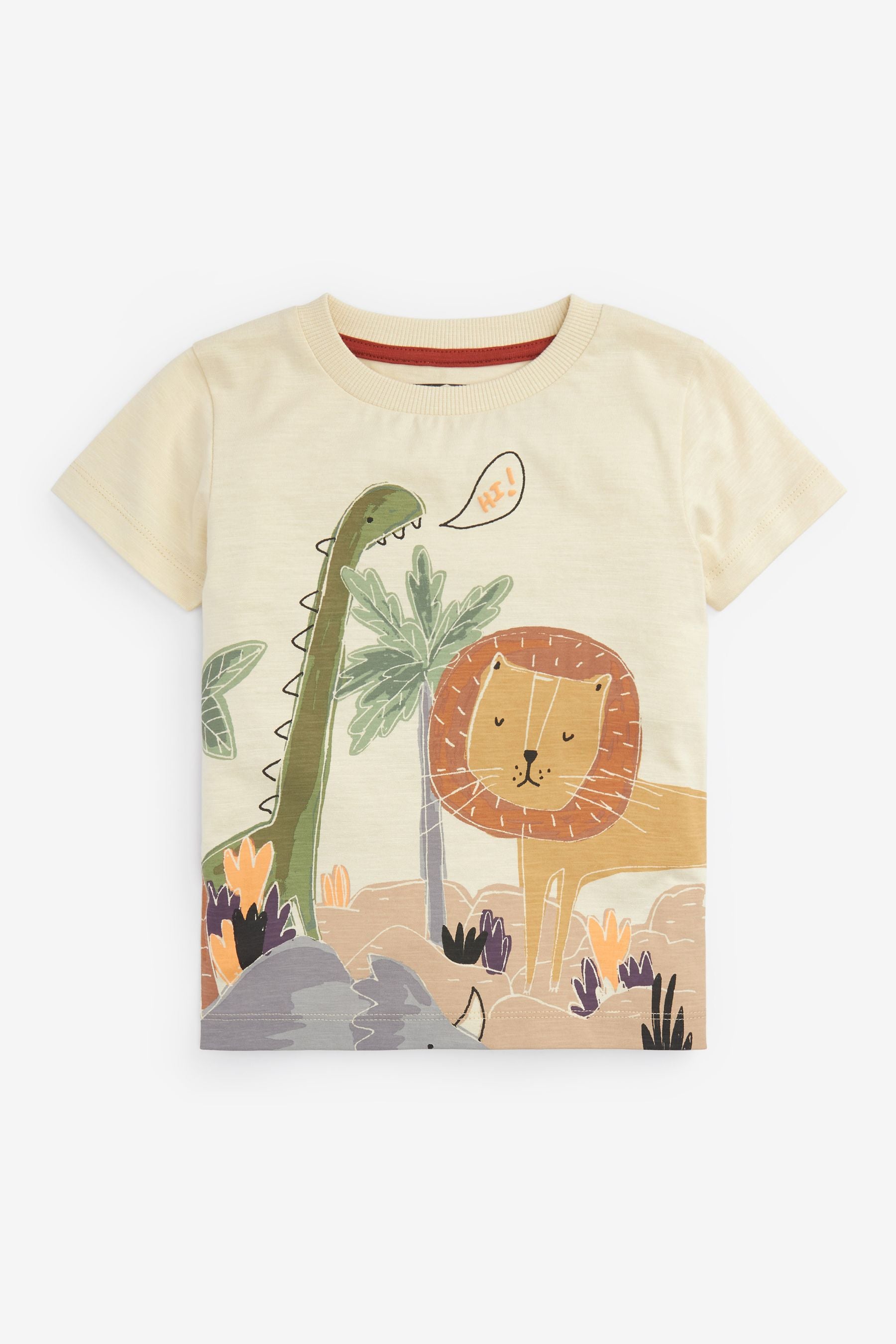 Cream/White Safari Short Sleeve Character T-Shirt (3mths-7yrs)