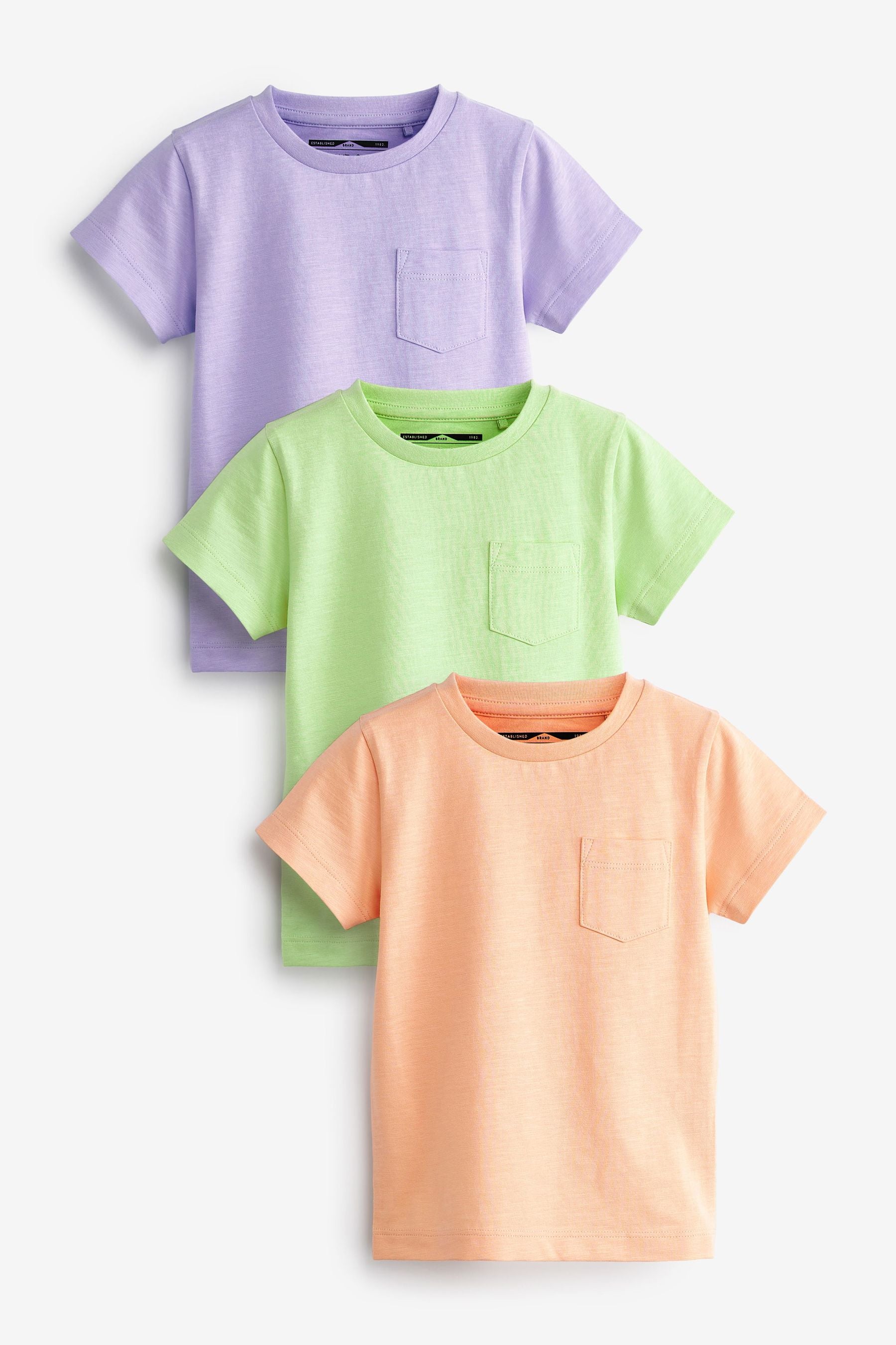 Purple/Green/Peach 3 Pack Plain T-Shirts (3mths-7yrs)