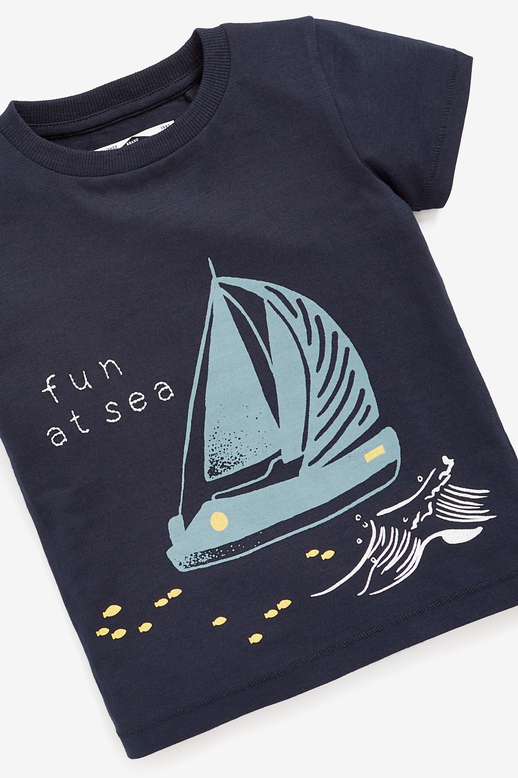 Navy Blue Boat Short Sleeve Character T-Shirt (3mths-7yrs)